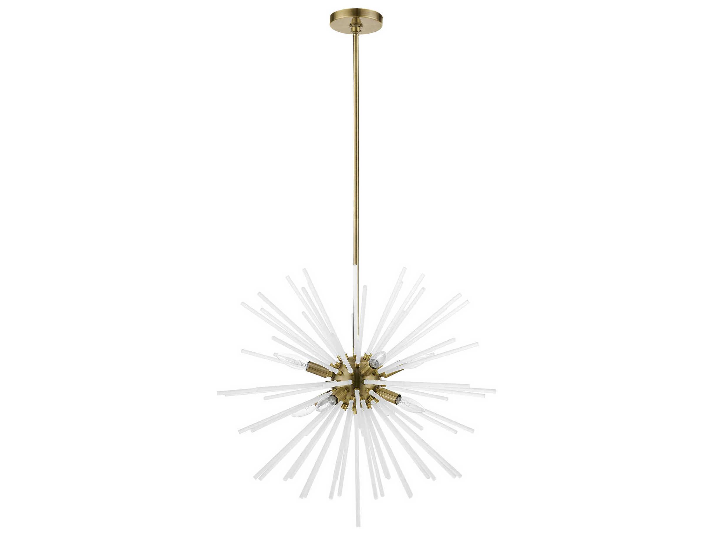 Livex Lighting Uptown 8-Light Antique Brass Glass Sputnik Pendant