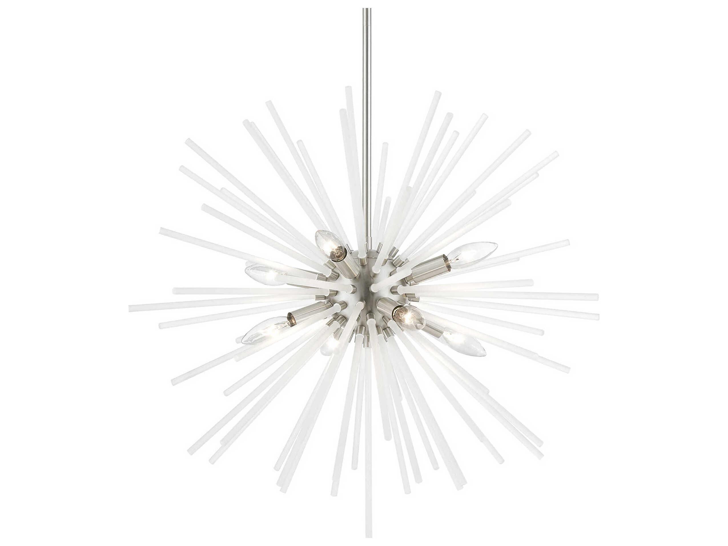 Livex Lighting Uptown 8-Light Brushed Nickel Glass Sputnik Pendant