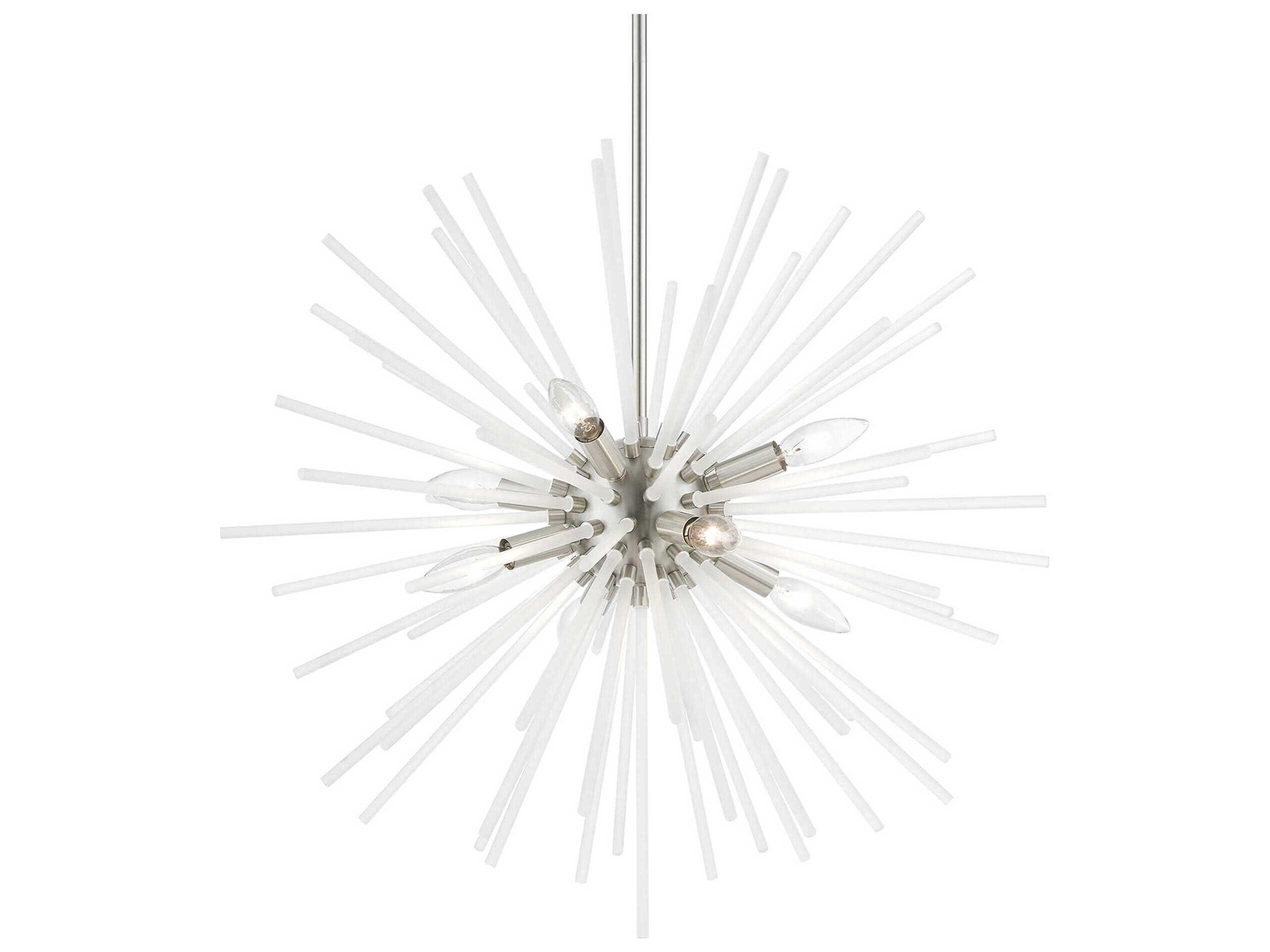 Livex Lighting Uptown 8-Light Brushed Nickel Glass Sputnik Pendant
