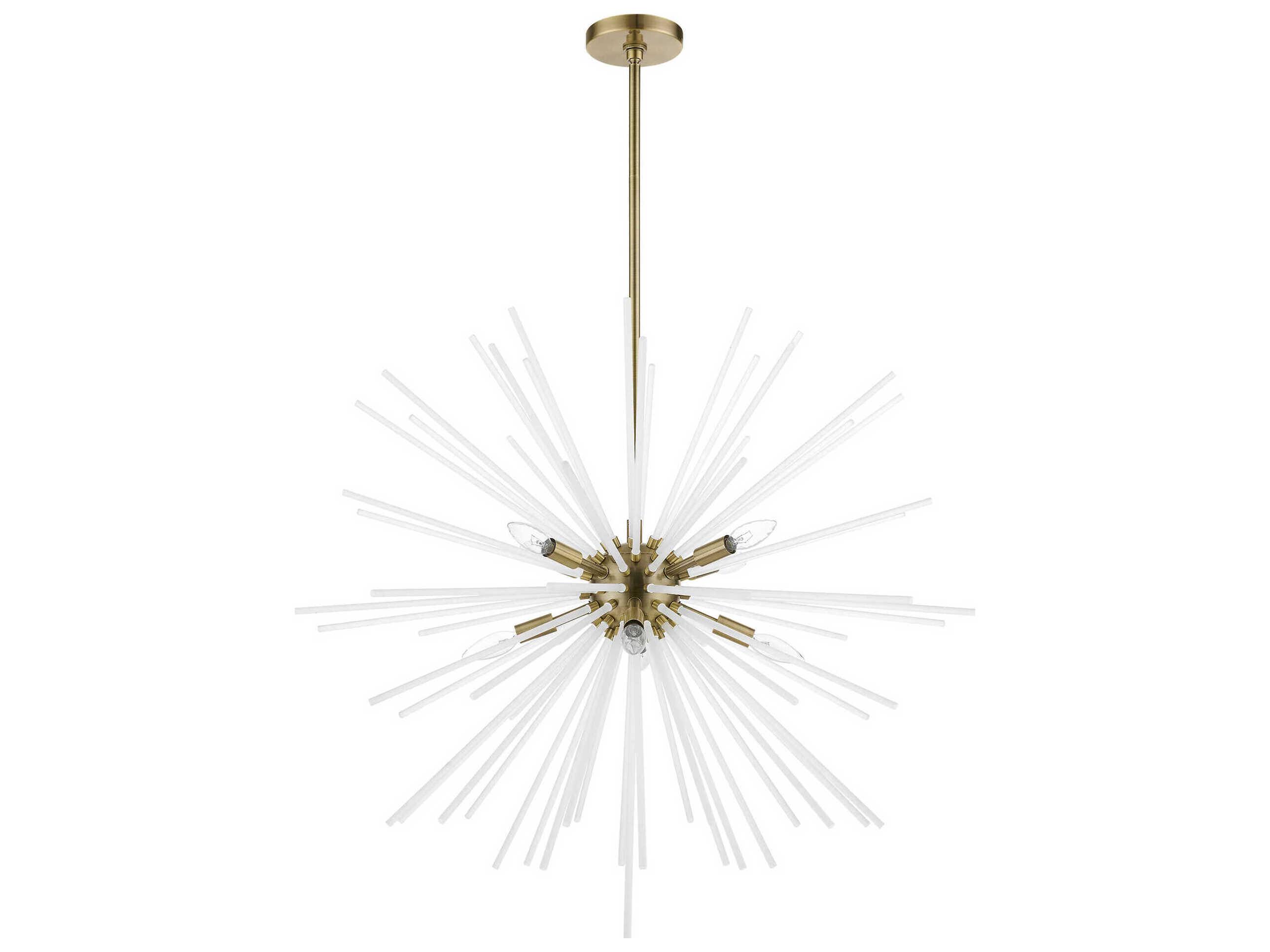 Livex Lighting Uptown 8-Light Antique Brass Glass Sputnik Pendant