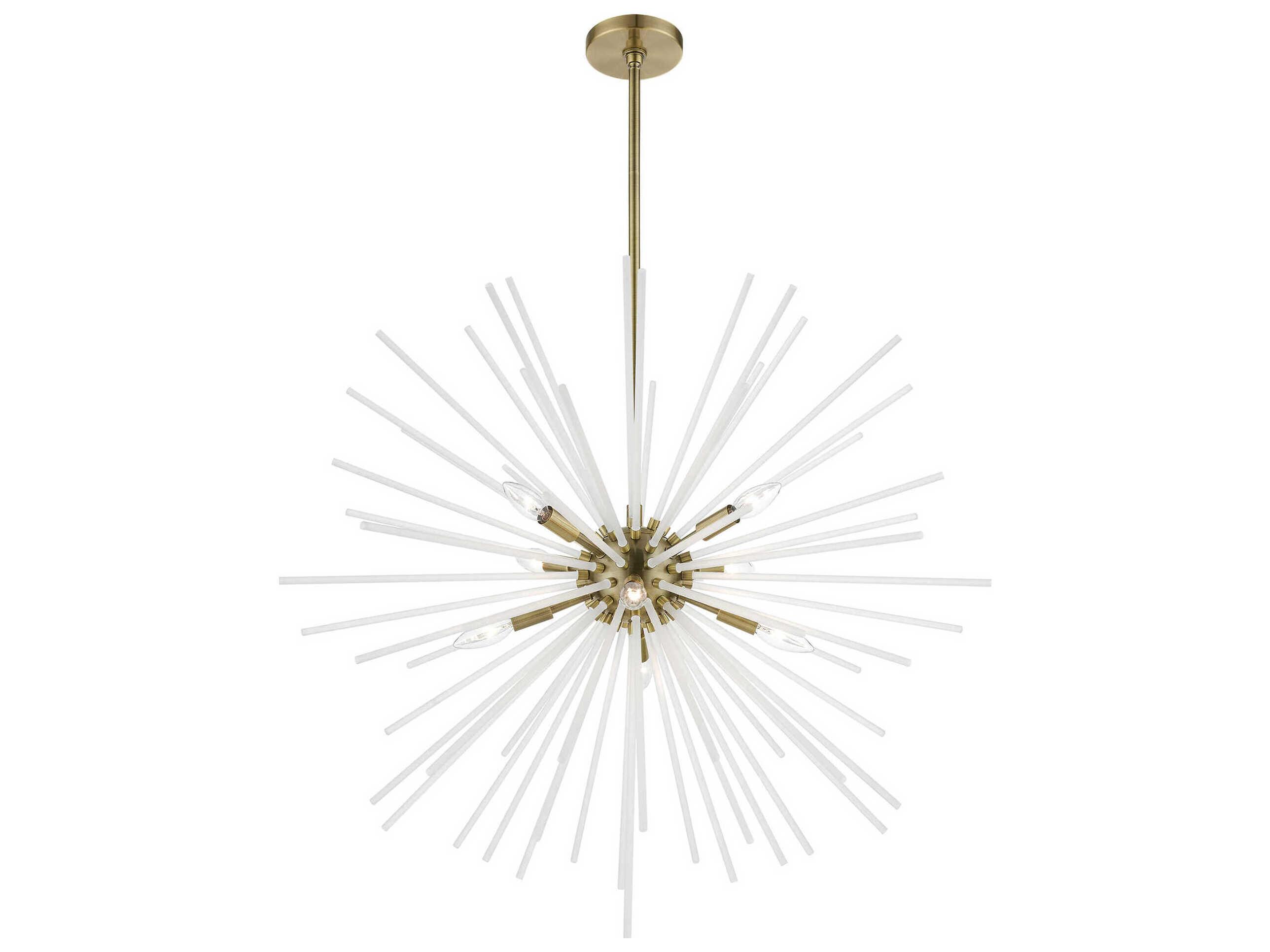 Livex Lighting Uptown 8-Light Antique Brass Glass Sputnik Pendant