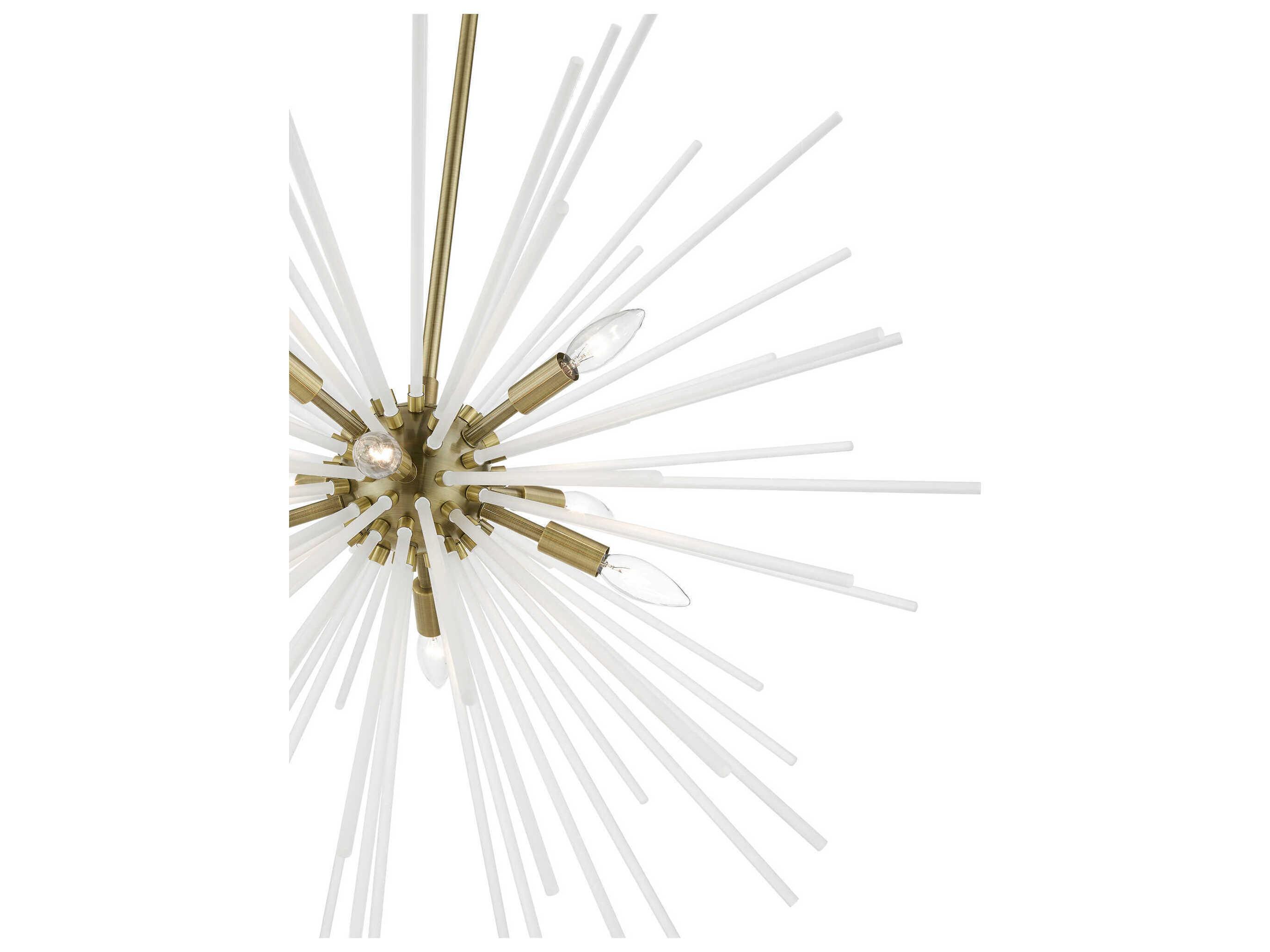 Livex Lighting Uptown 8-Light Antique Brass Glass Sputnik Pendant