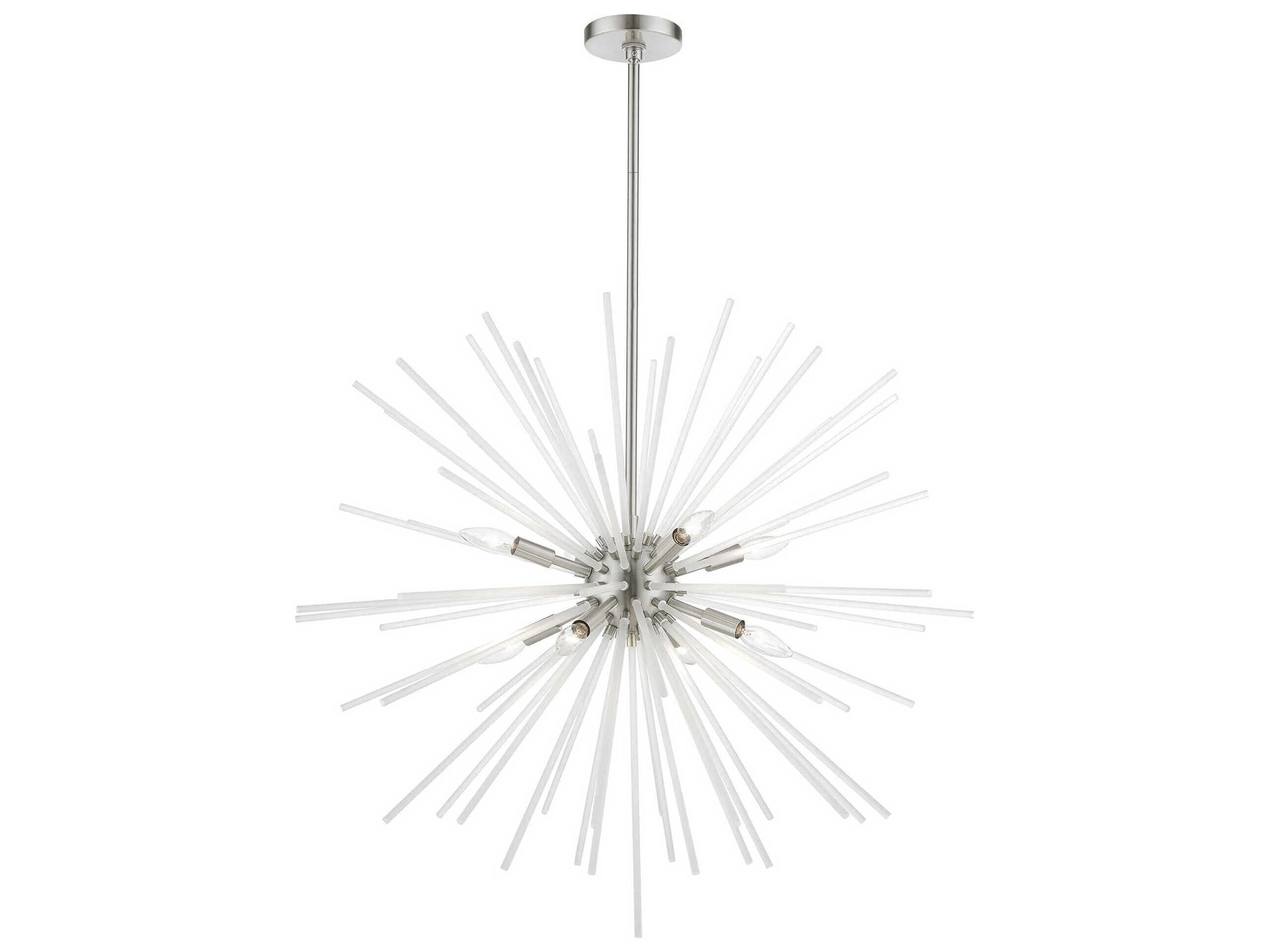 Livex Lighting Uptown 8-Light Brushed Nickel Glass Sputnik Pendant
