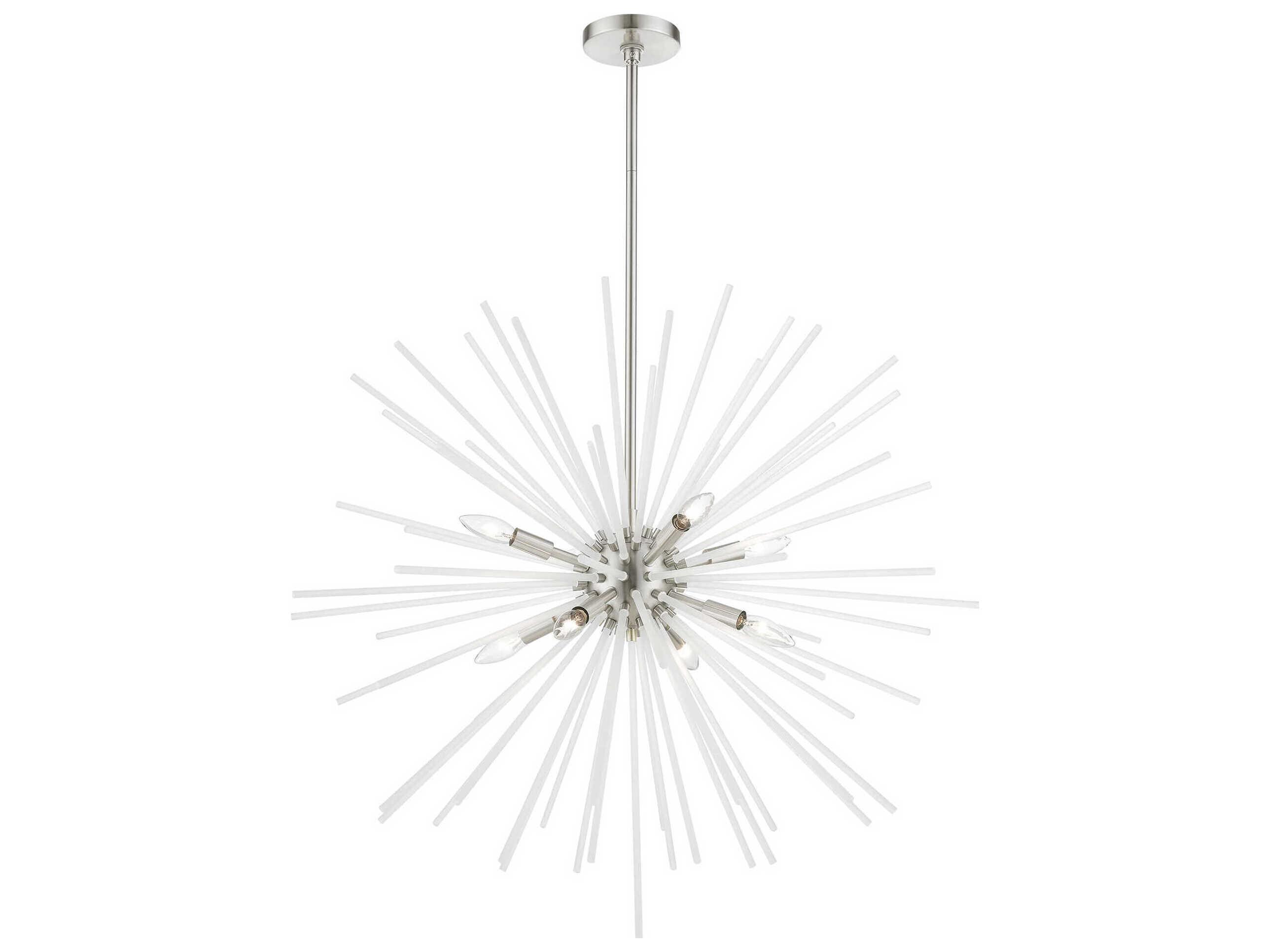 Livex Lighting Uptown 8-Light Brushed Nickel Glass Sputnik Pendant