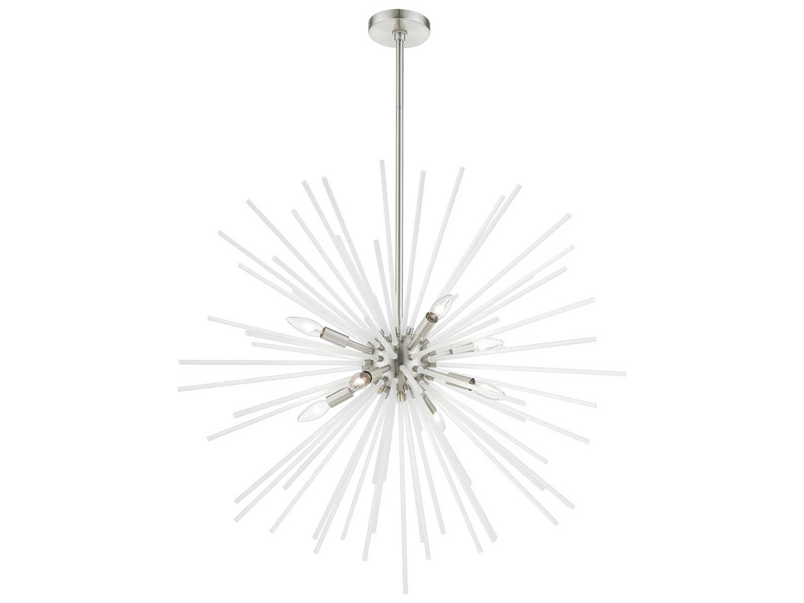 Livex Lighting Uptown 8-Light Brushed Nickel Glass Sputnik Pendant