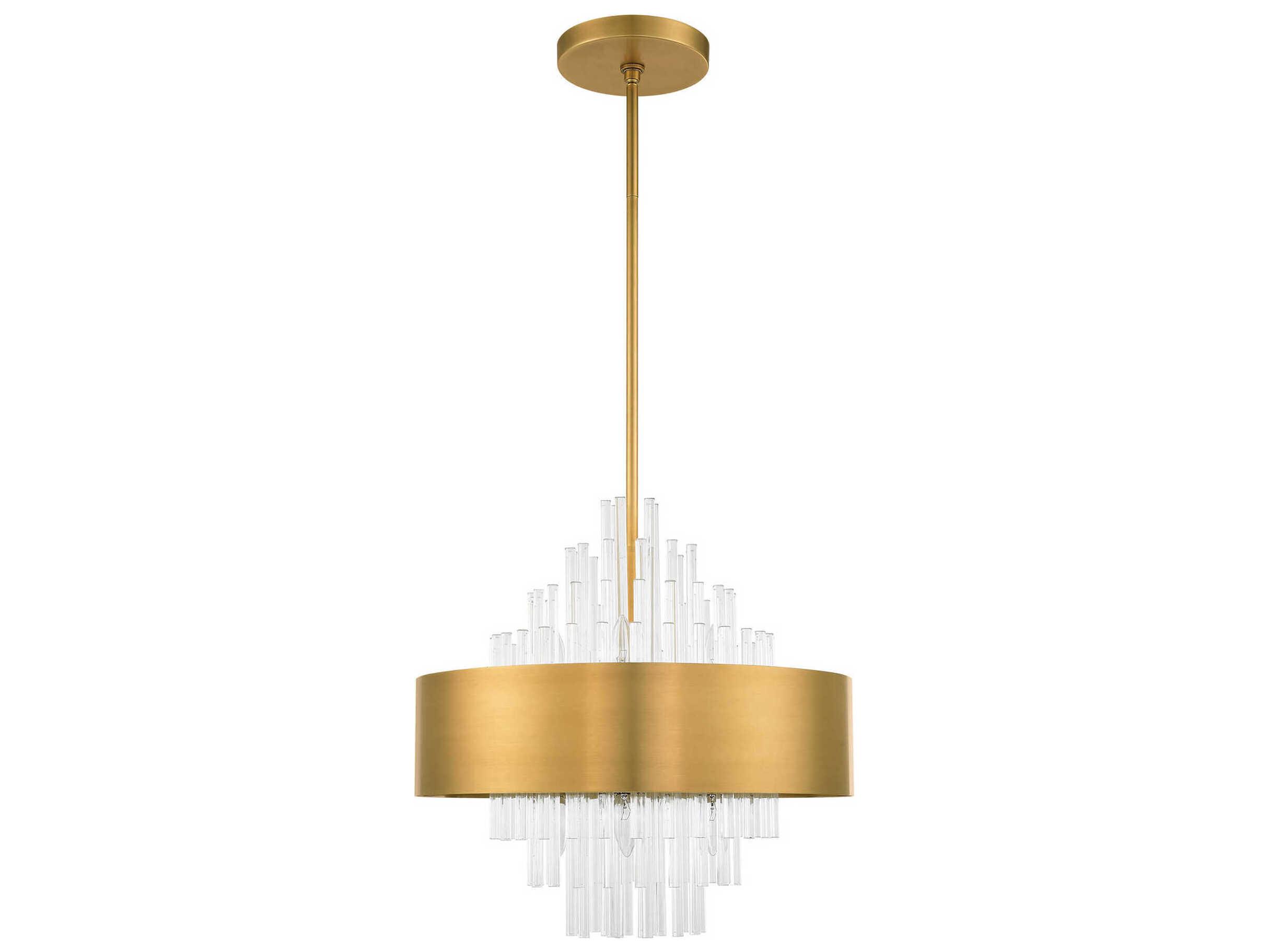 Livex Lighting Orenburg 8-Light Natural Brass Crystal Drum Pendant