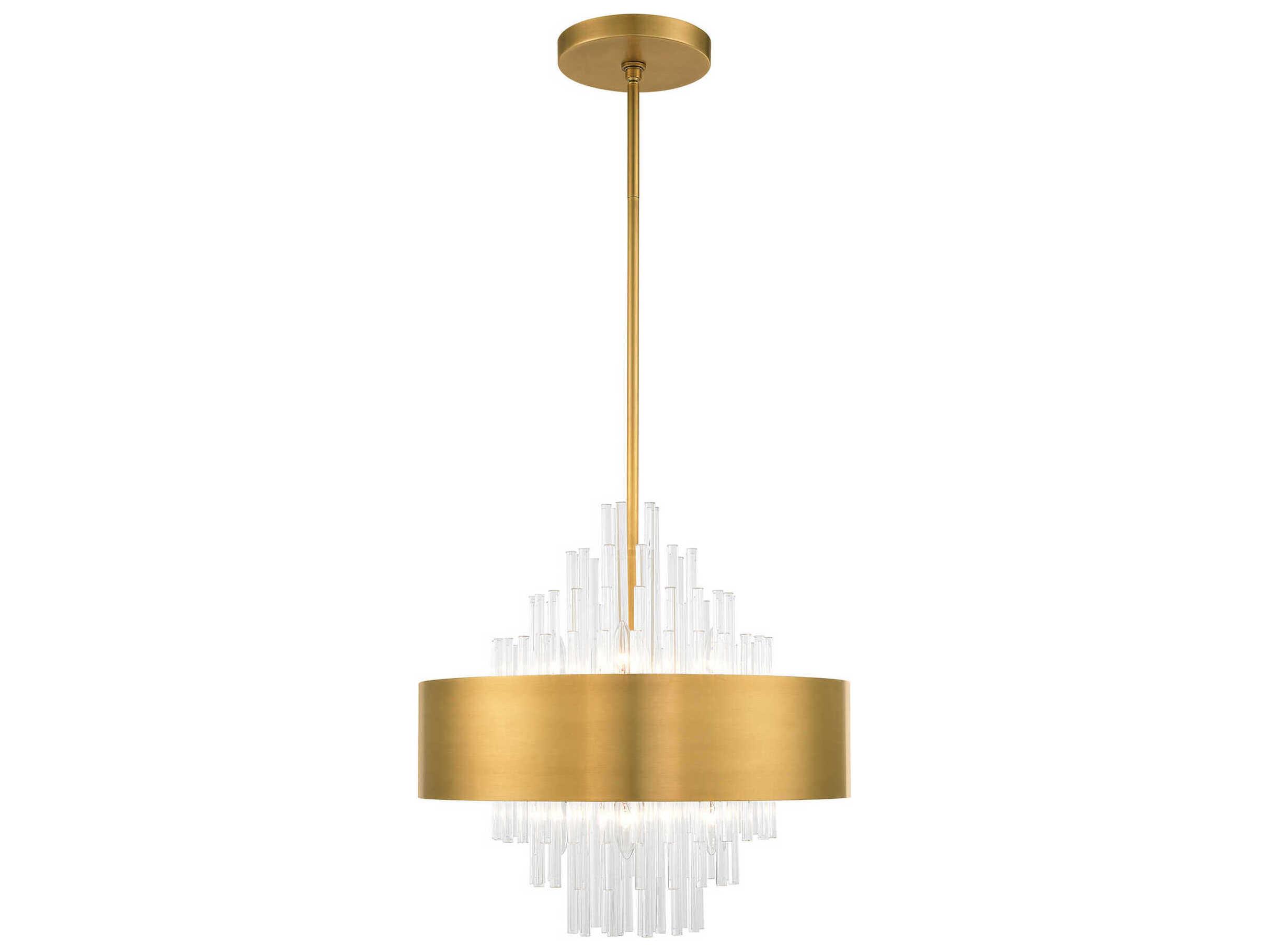 Livex Lighting Orenburg 8-Light Natural Brass Crystal Drum Pendant