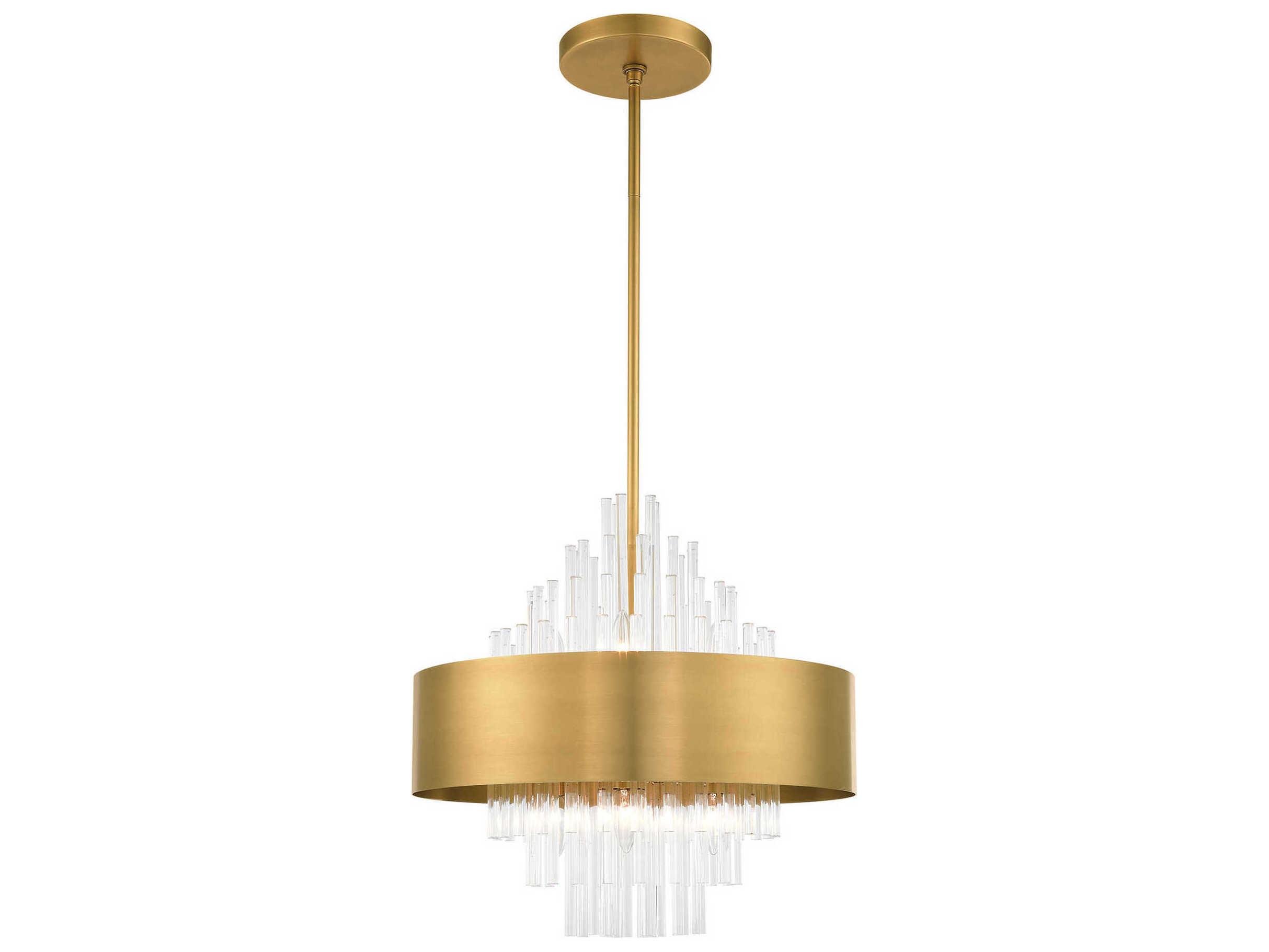 Livex Lighting Orenburg 8-Light Natural Brass Crystal Drum Pendant