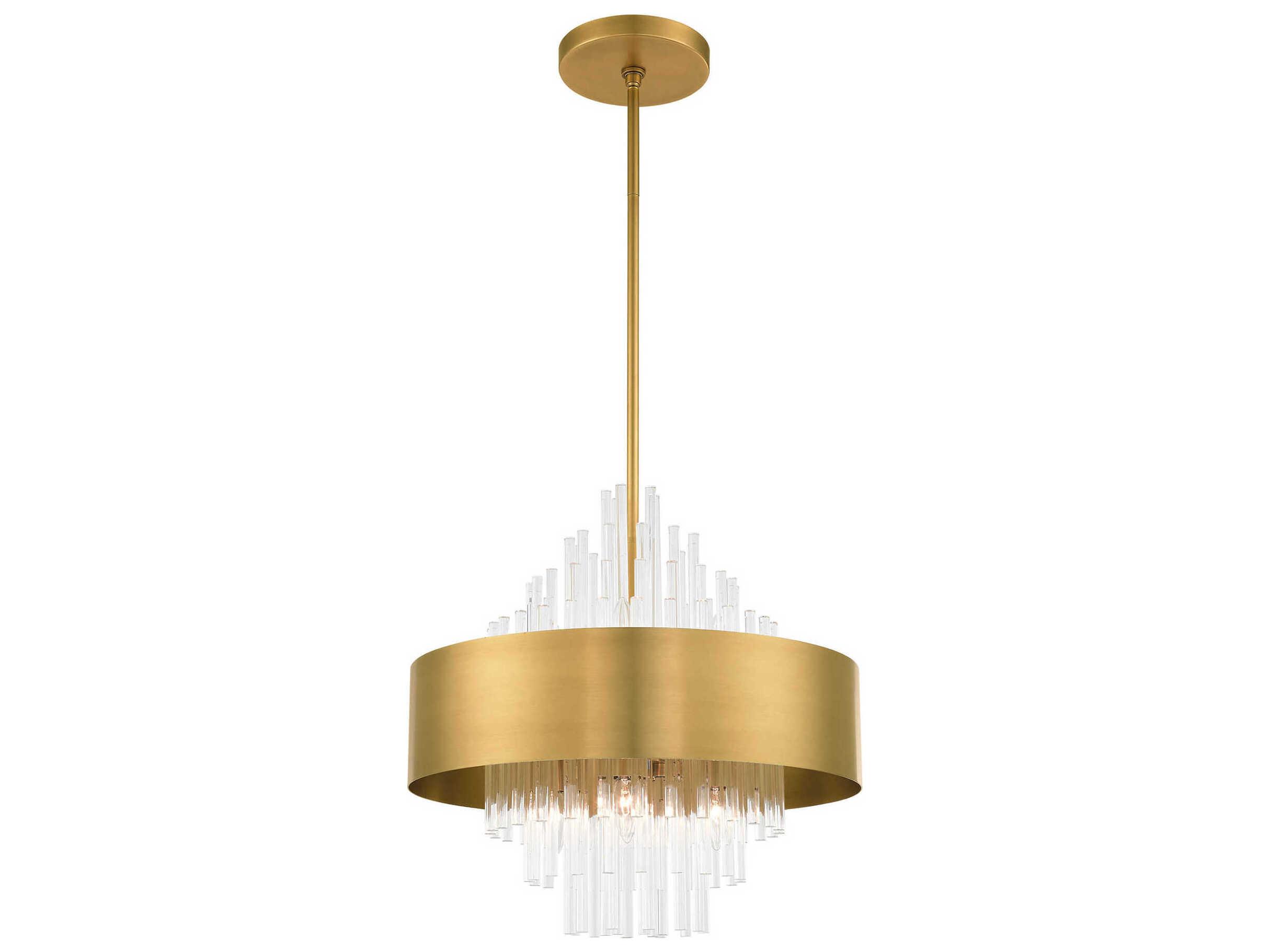 Livex Lighting Orenburg 8-Light Natural Brass Crystal Drum Pendant