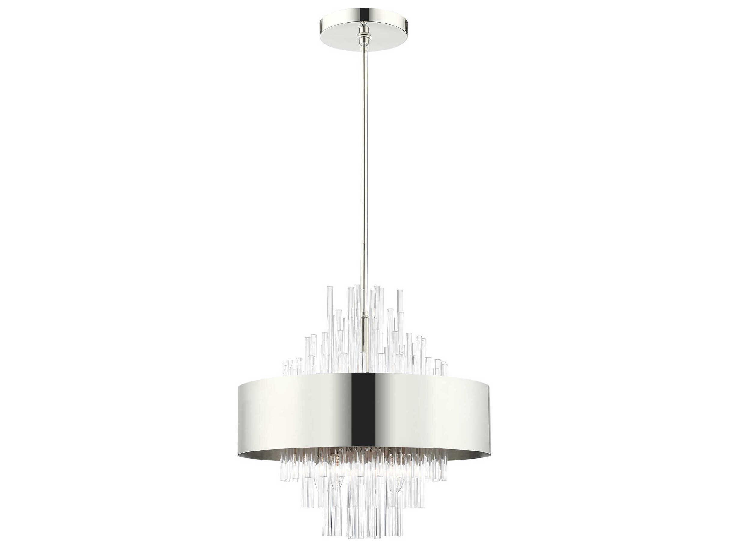 Livex Lighting Orenburg 8-Light Polished Nickel Crystal Candelabra Drum Chandelier