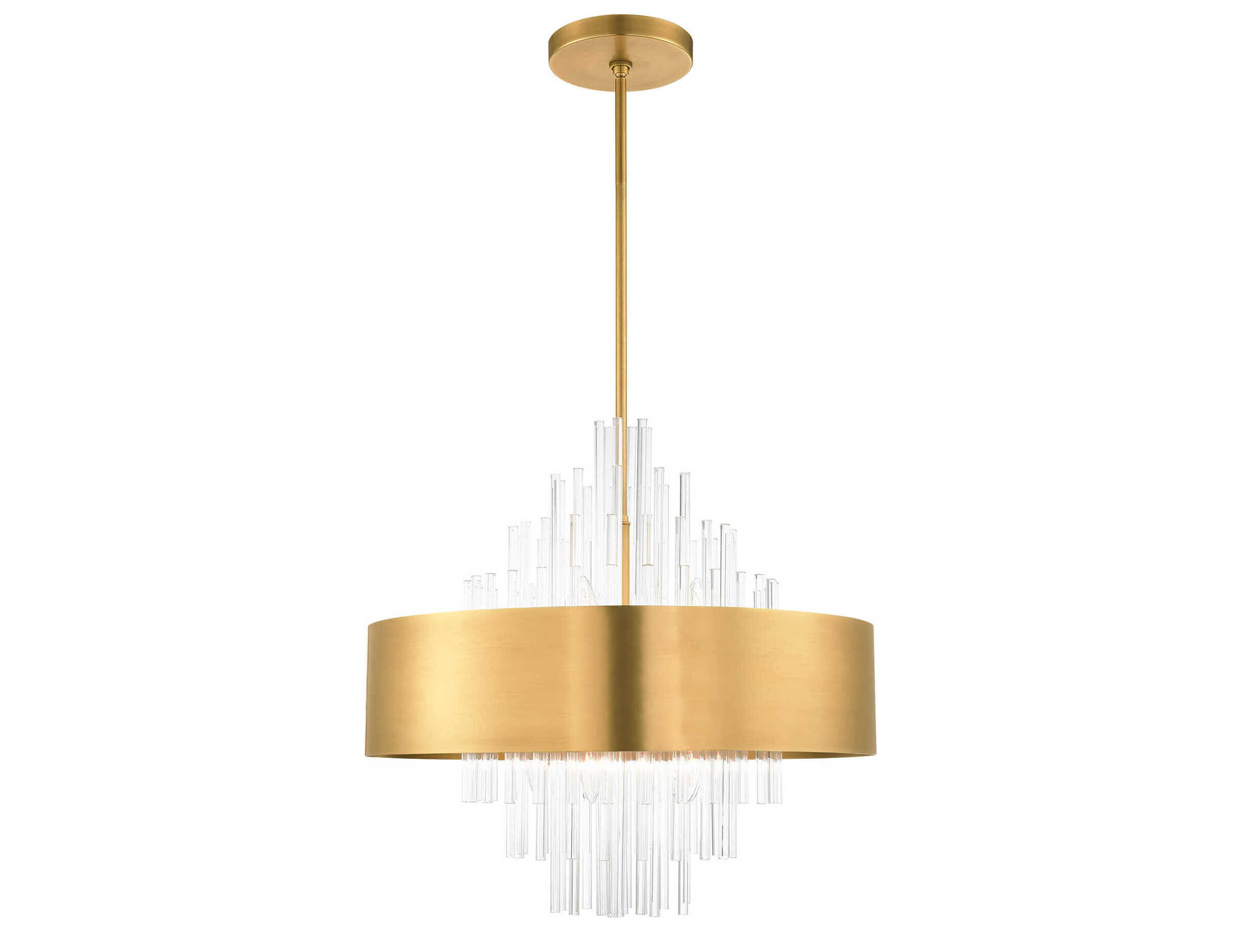 Livex Lighting Orenburg 10-Light Natural Brass Crystal Drum Pendant