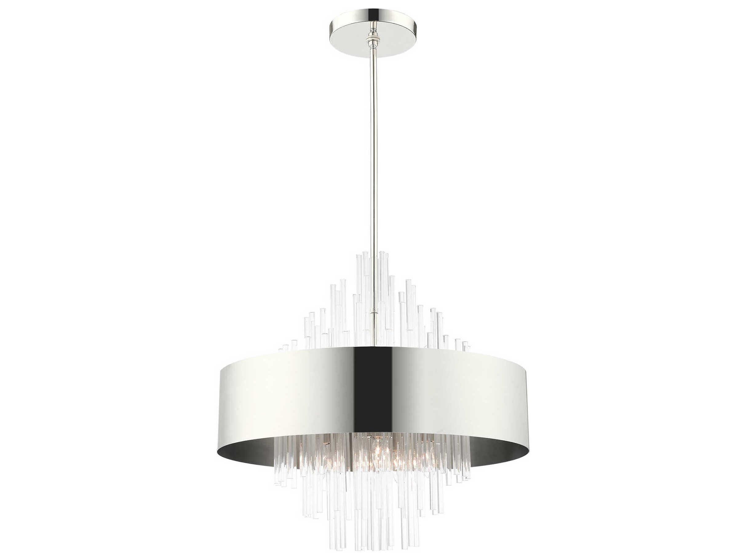 Livex Lighting Orenburg 10-Light Polished Nickel Crystal Drum Pendant