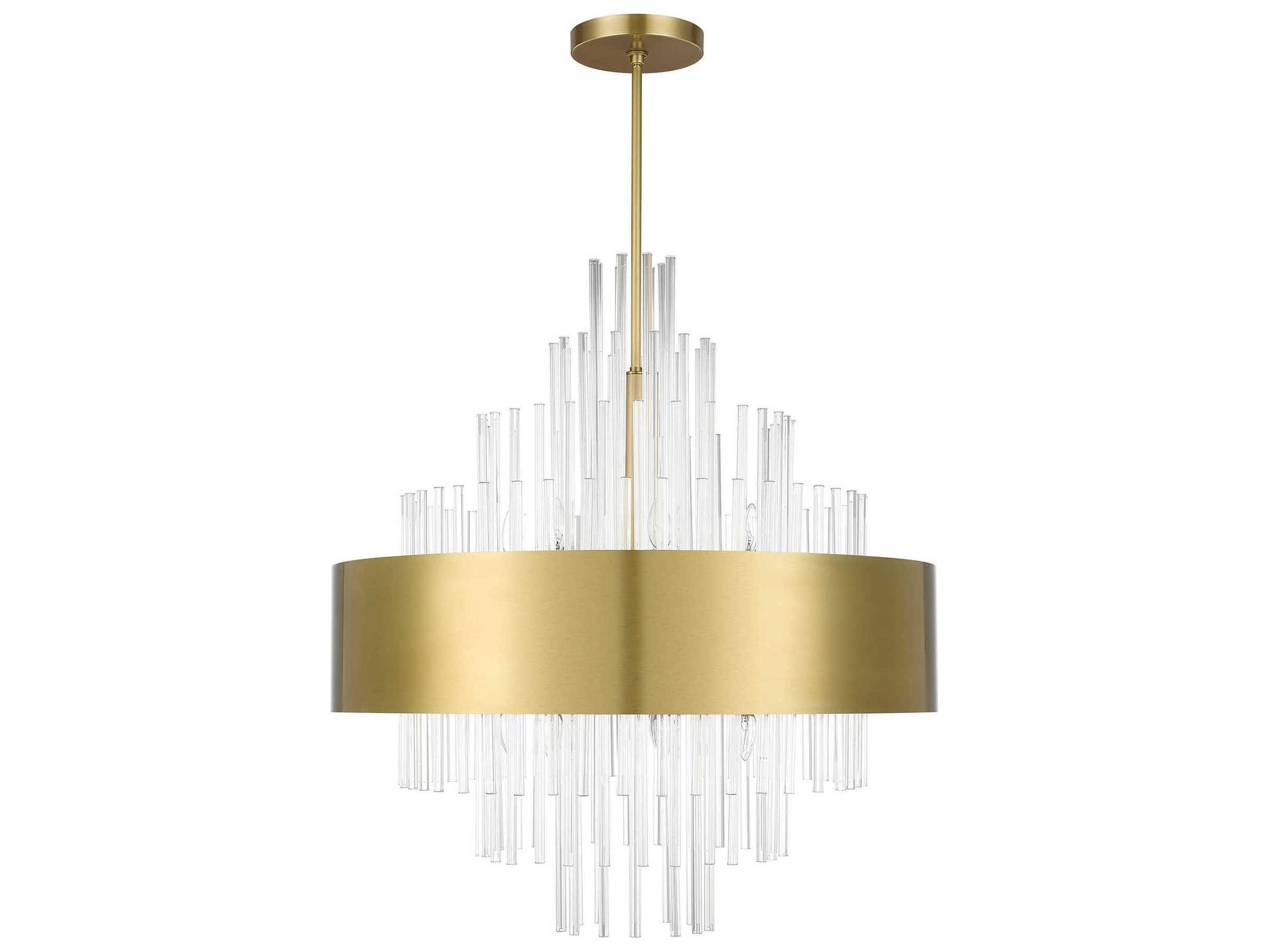 Livex Lighting Orenburg 14-Light Natural Brass Crystal Linear Pendant