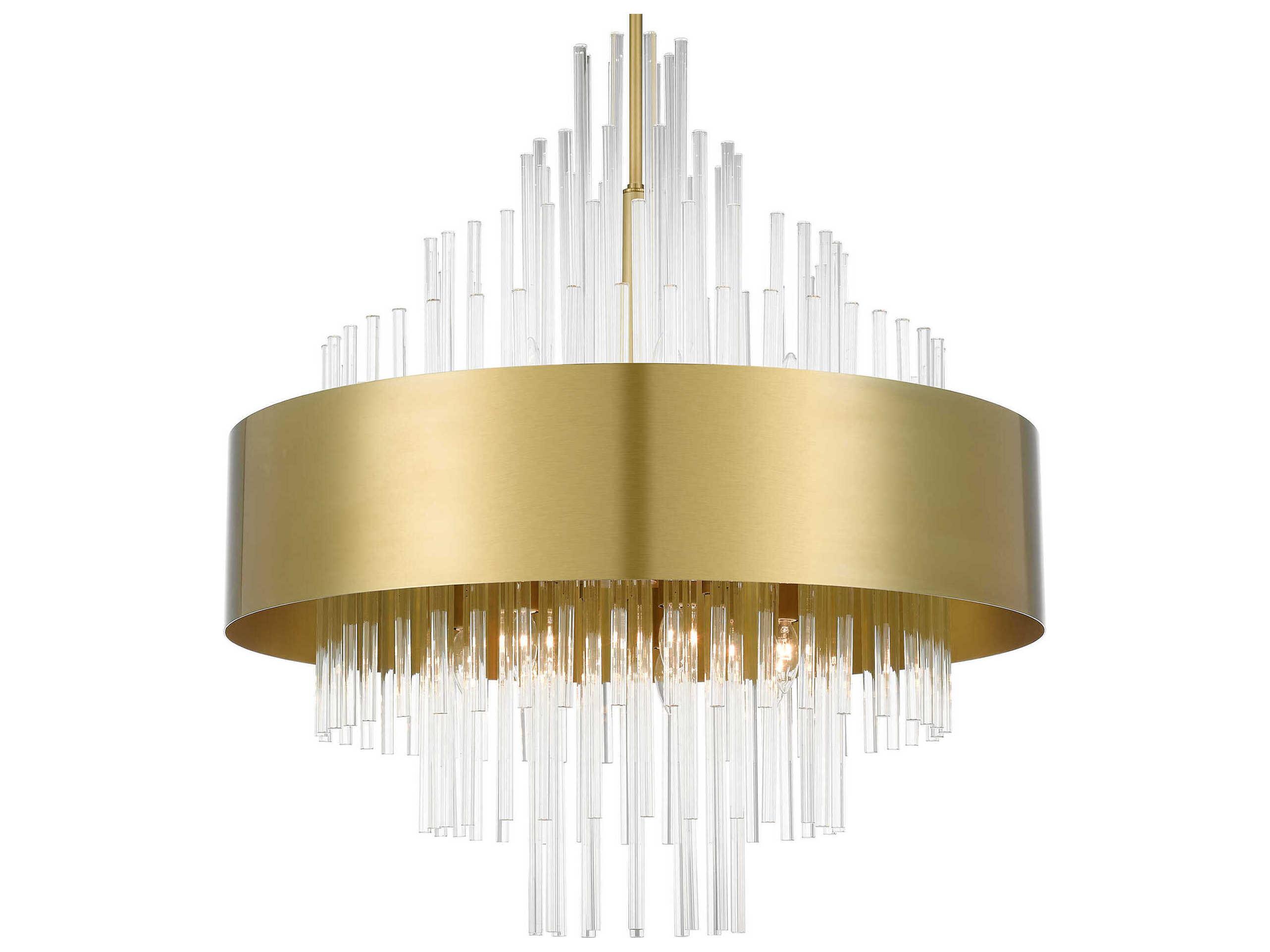 Livex Lighting Orenburg 14-Light Natural Brass Crystal Linear Pendant