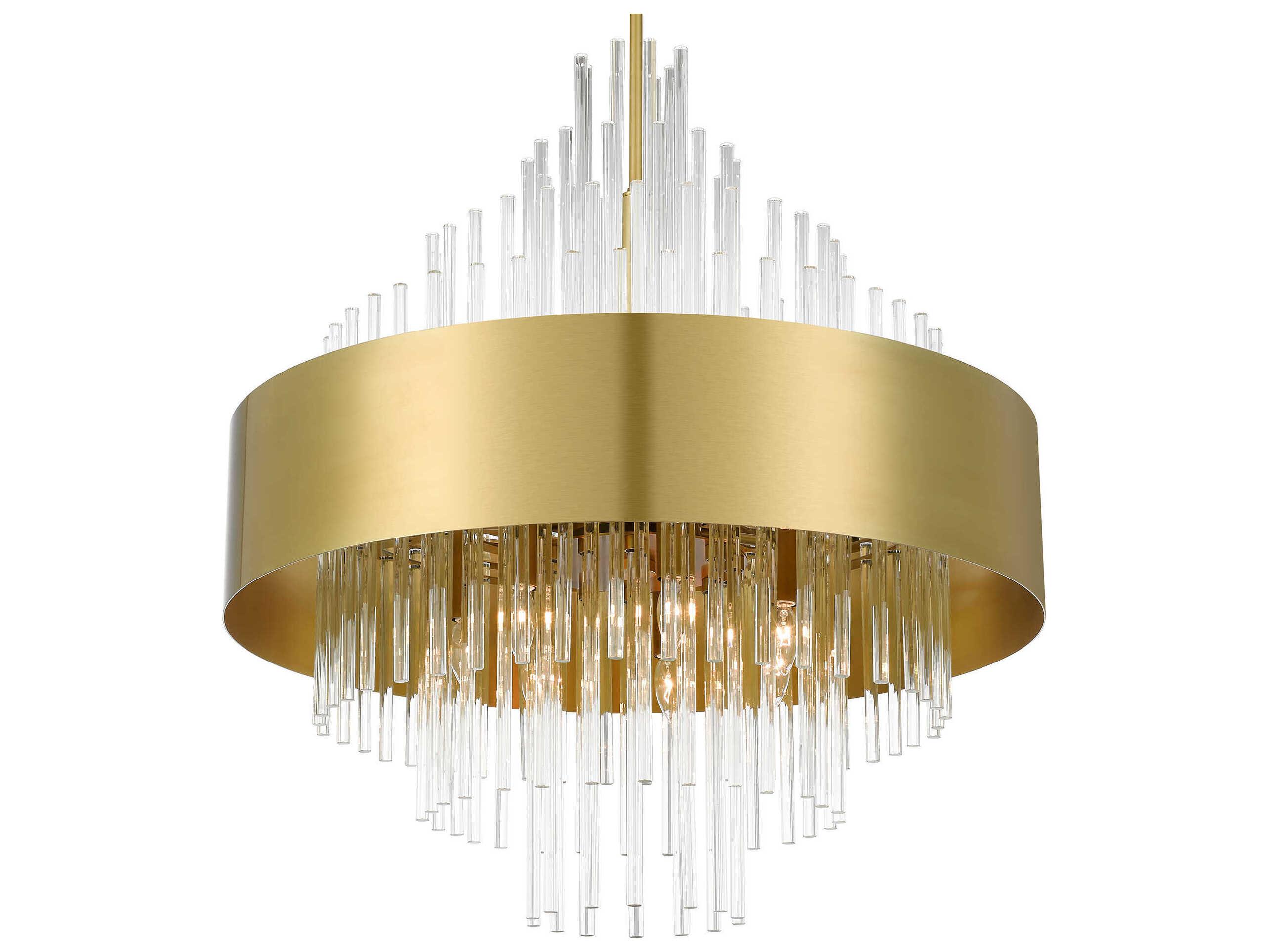 Livex Lighting Orenburg 14-Light Natural Brass Crystal Linear Pendant