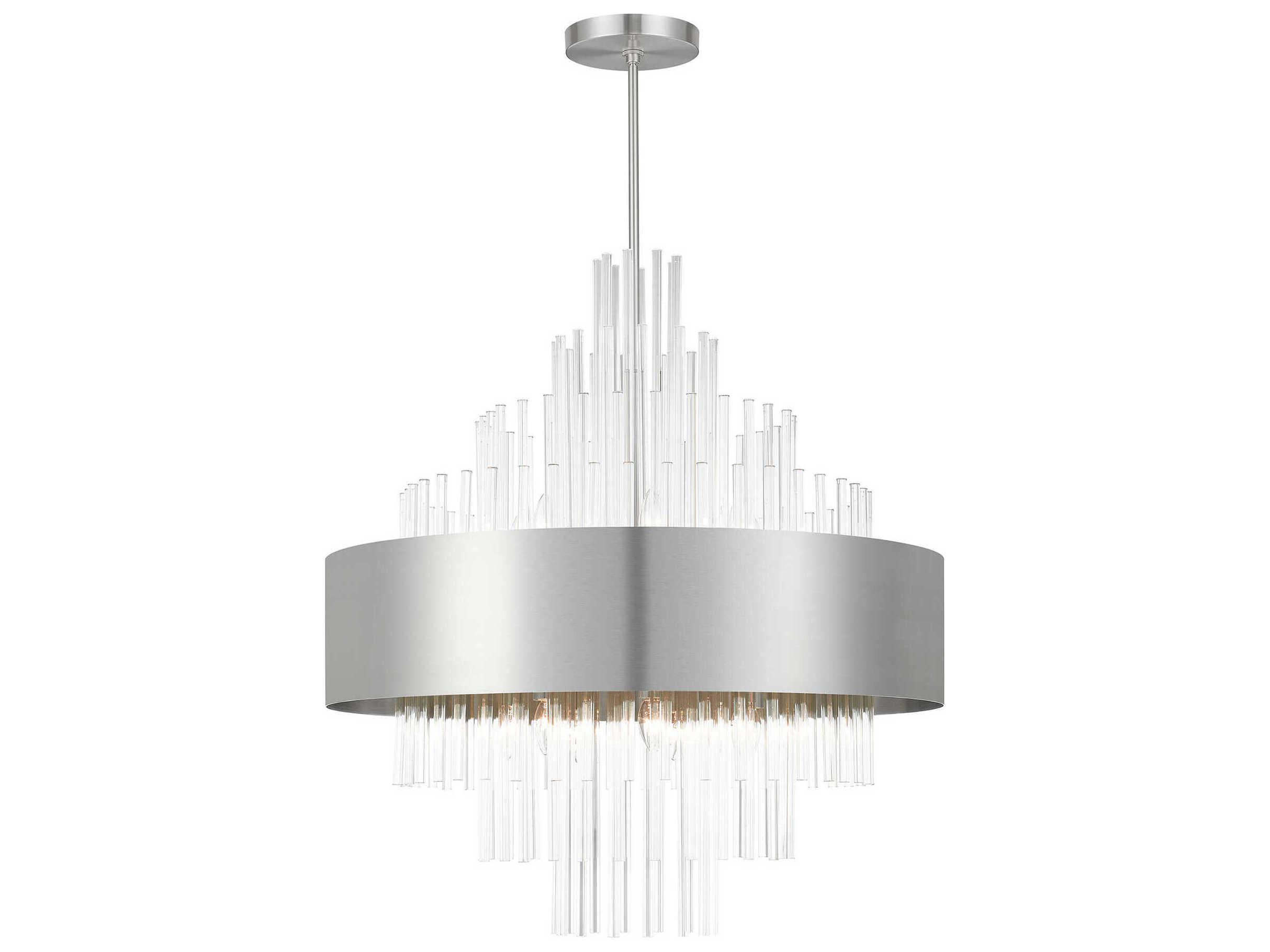 Livex Lighting Orenburg 14-Light Brushed Nickel Crystal Linear Pendant