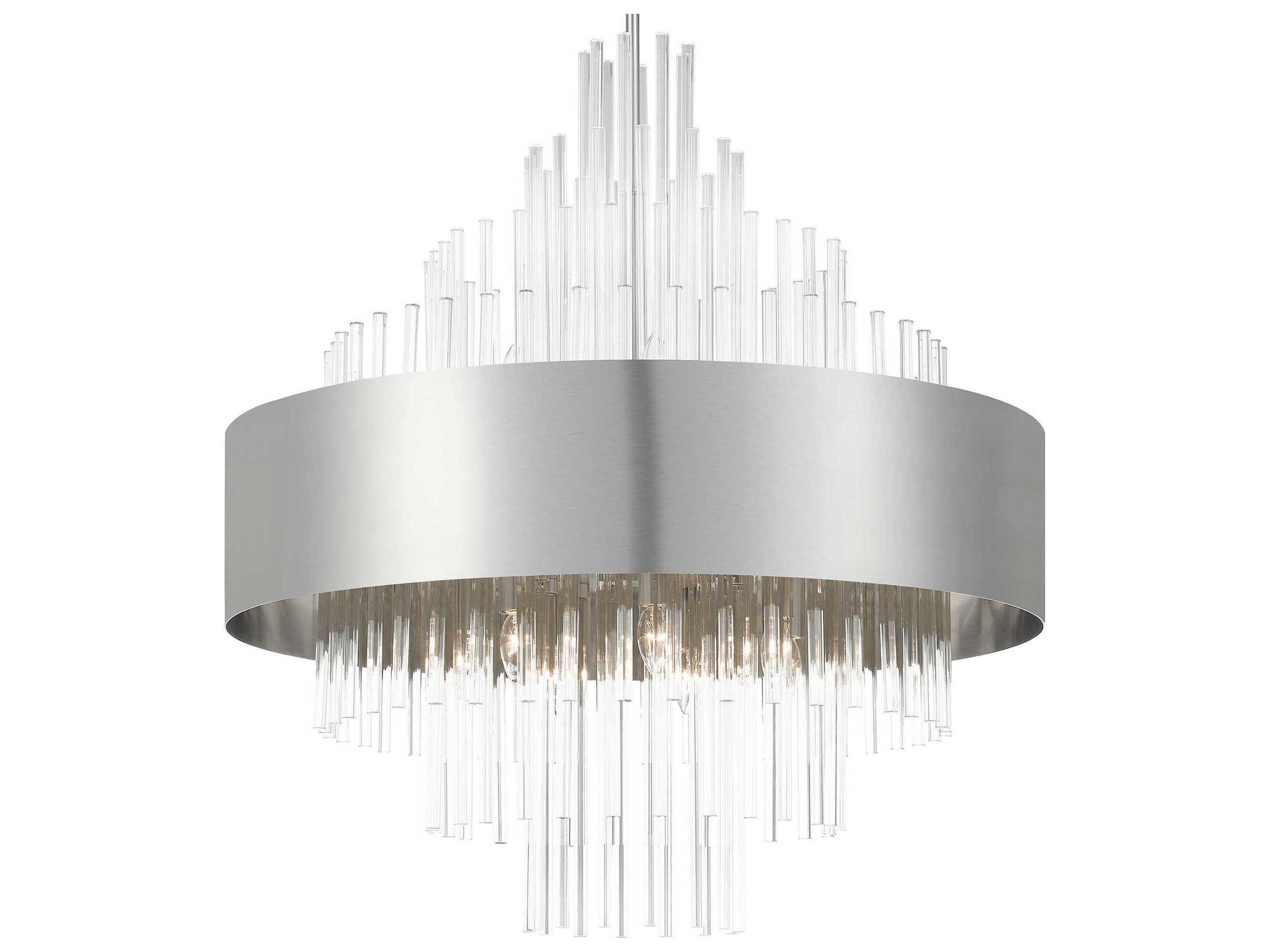 Livex Lighting Orenburg 14-Light Brushed Nickel Crystal Linear Pendant