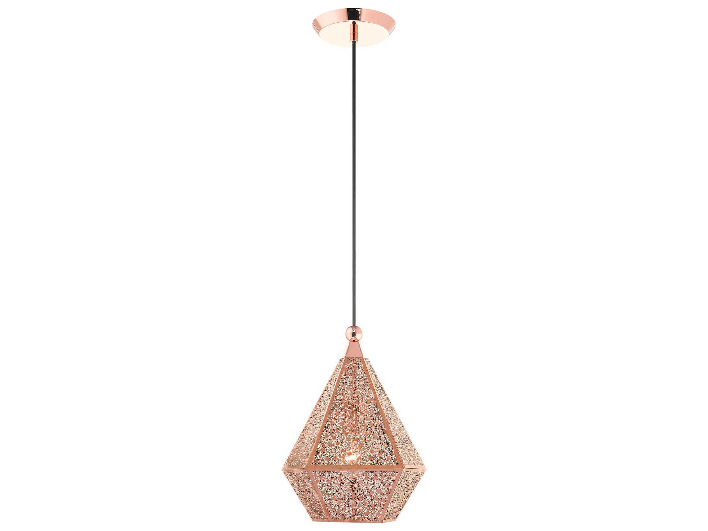 Livex Lighting Aberdeen 1-Light Rose Gold Red Geometric Mini Pendant
