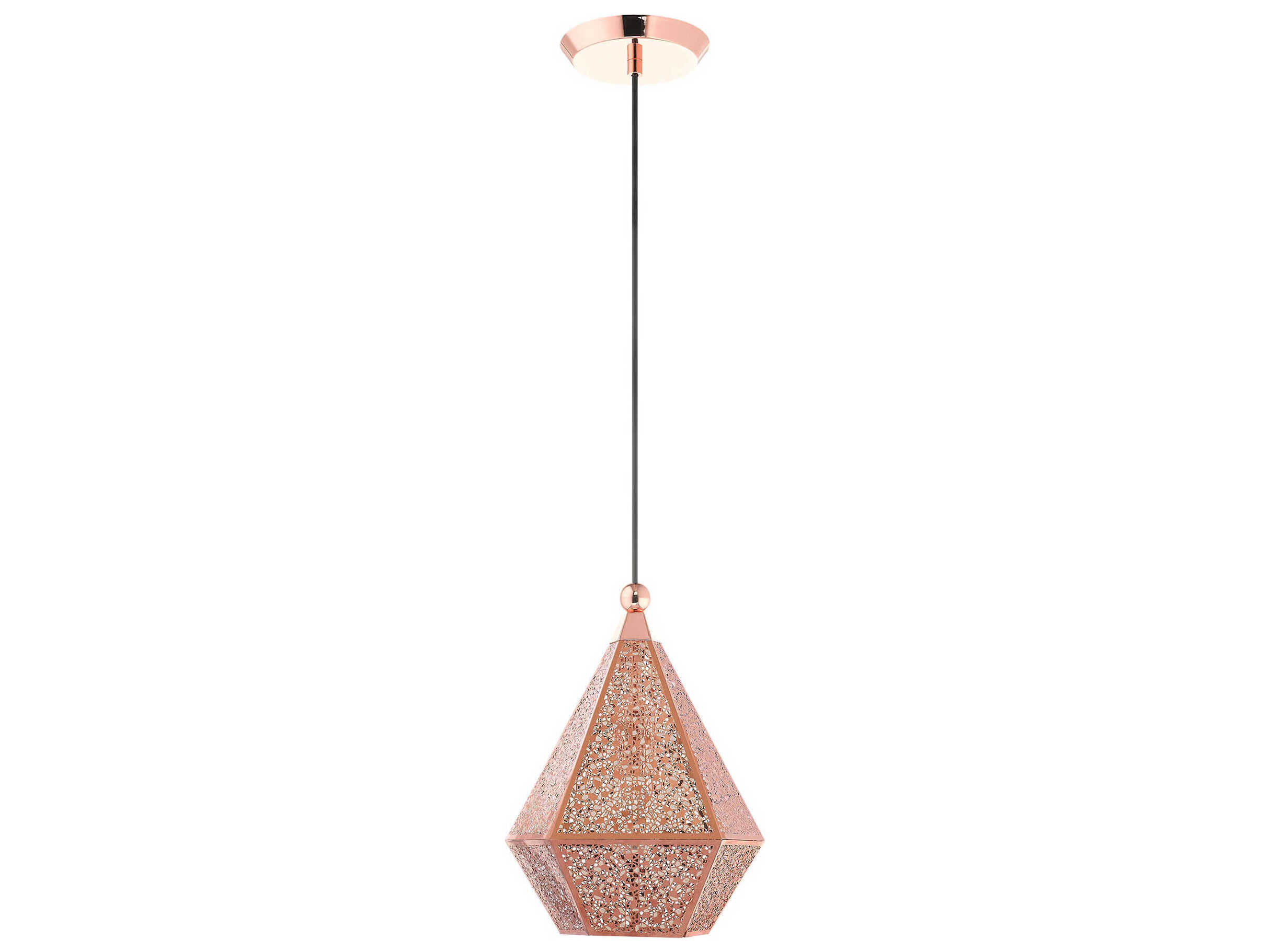 Livex Lighting Aberdeen 1-Light Rose Gold Red Geometric Mini Pendant