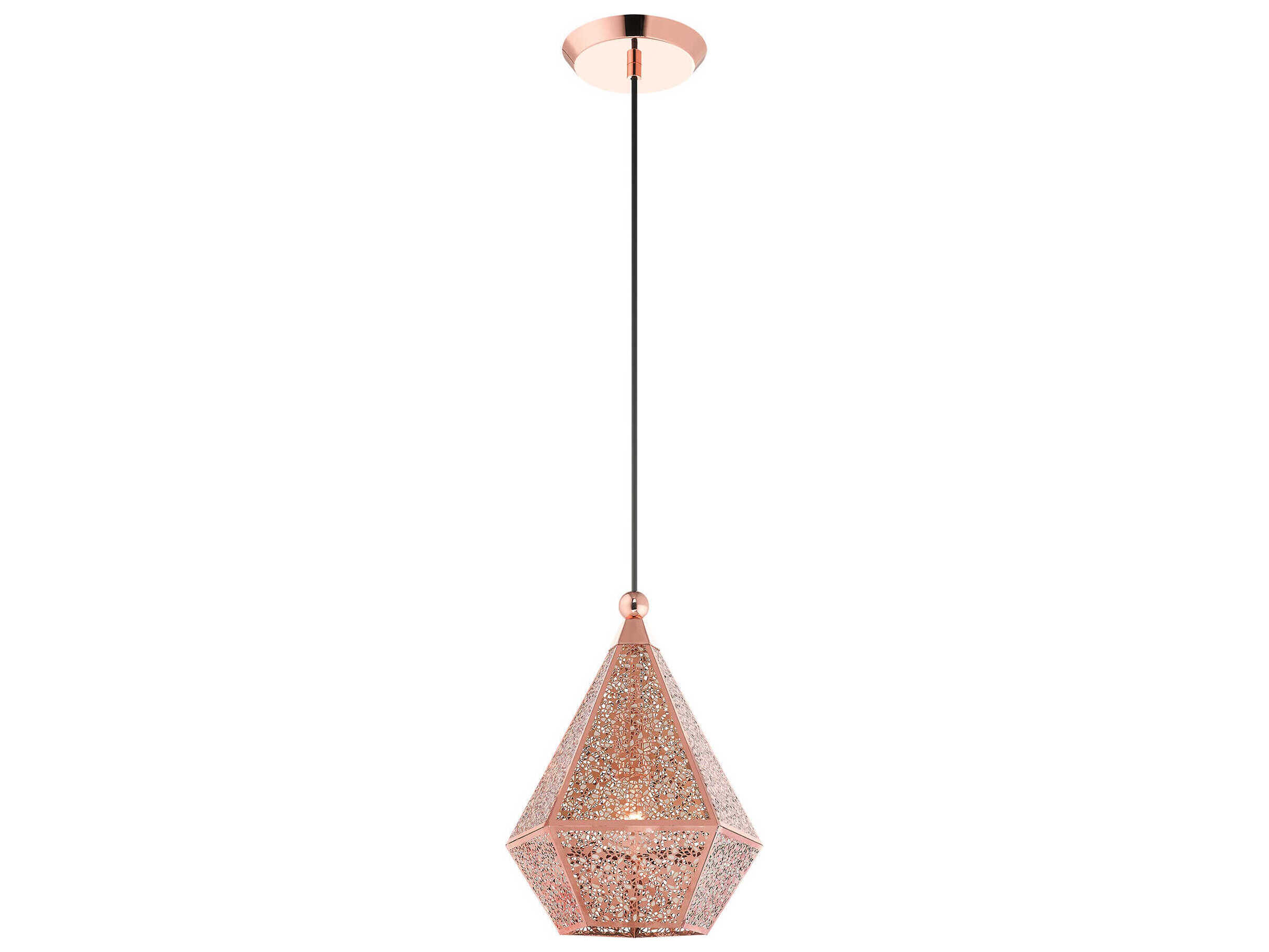 Livex Lighting Aberdeen 1-Light Rose Gold Red Geometric Mini Pendant