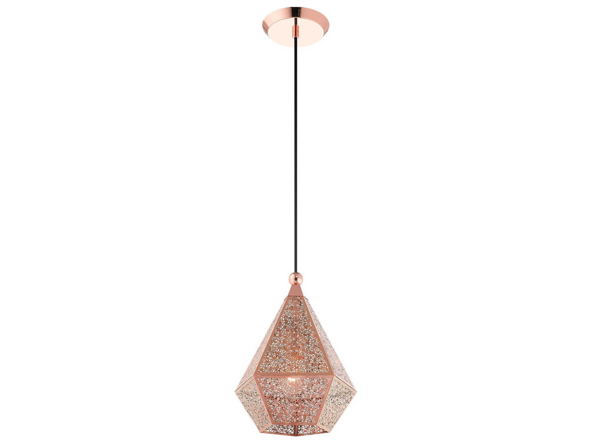 Livex Lighting Aberdeen 1-Light Rose Gold Red Geometric Mini Pendant