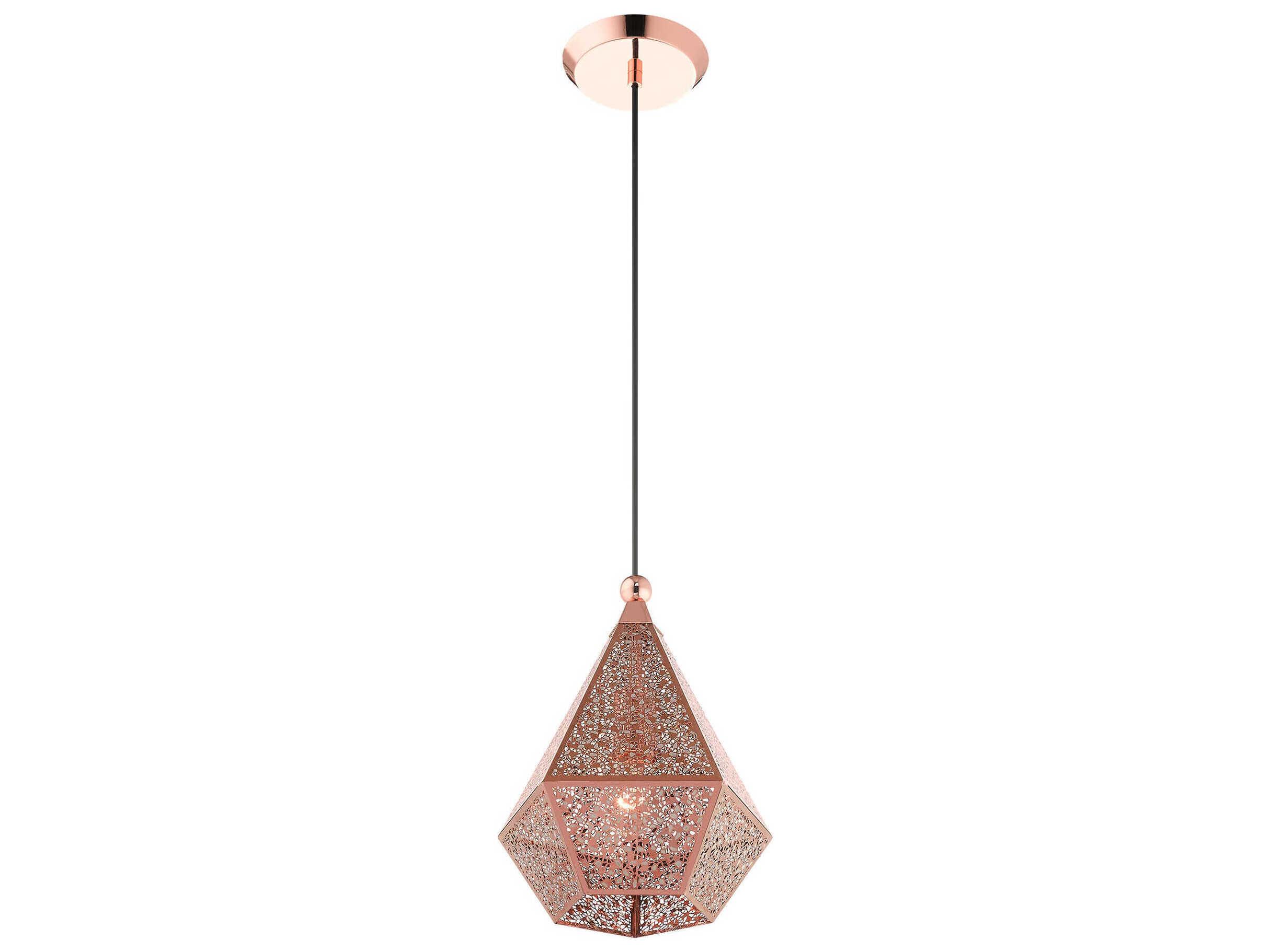 Livex Lighting Aberdeen 1-Light Rose Gold Red Geometric Mini Pendant