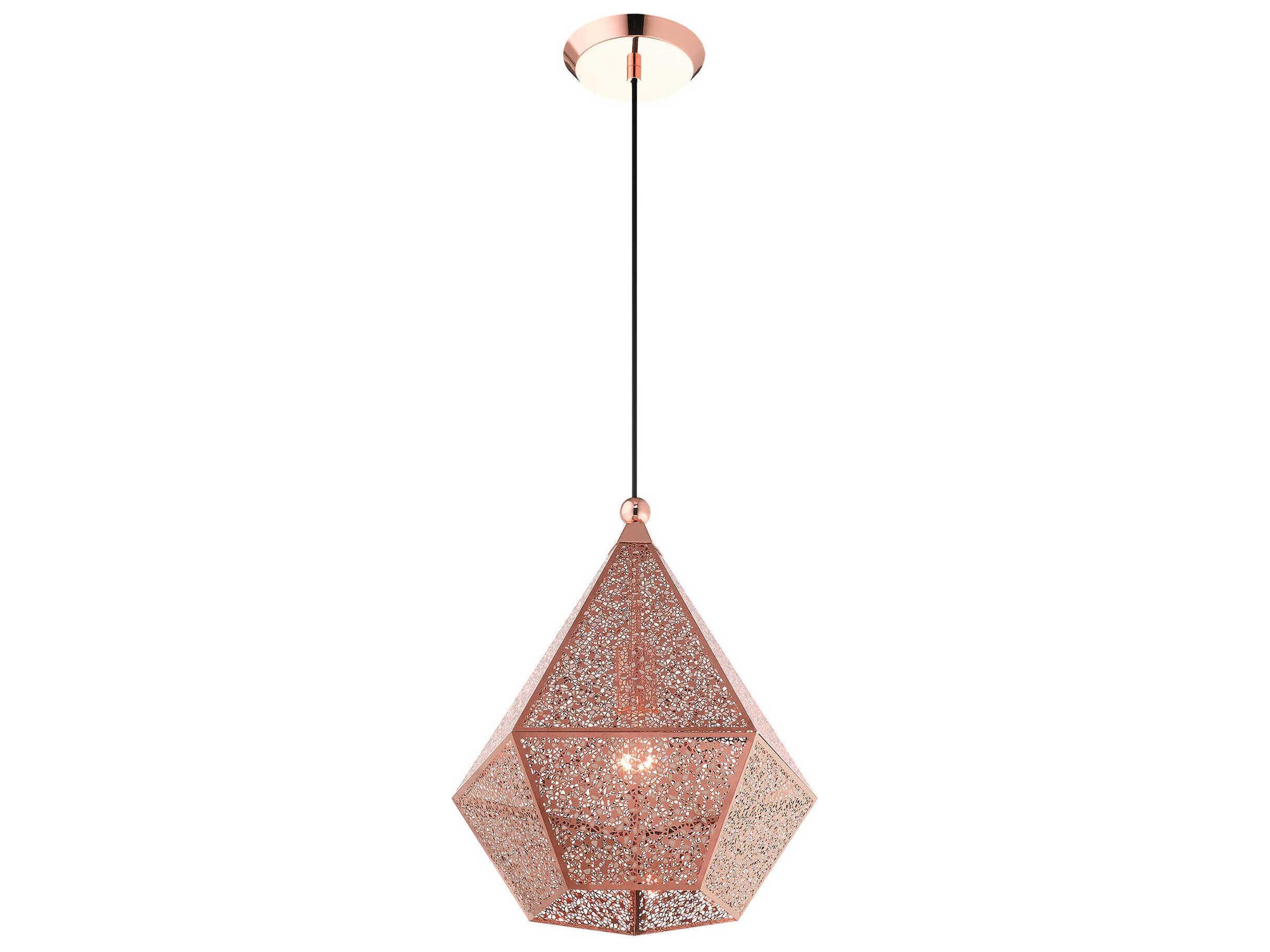 Livex Lighting Aberdeen 1-Light Rose Gold Geometric Pendant