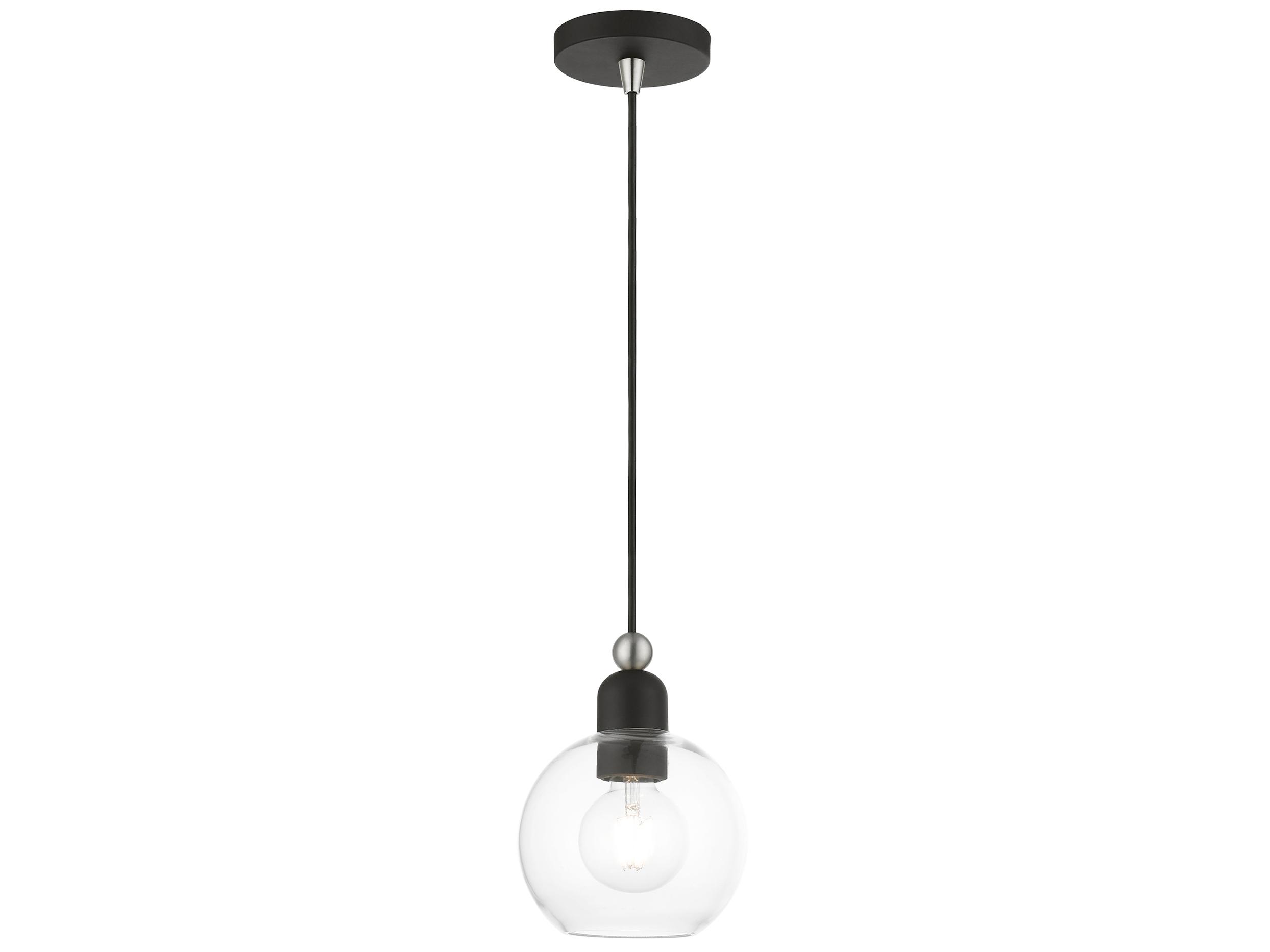 Livex Lighting Downtown 1-Light Black Brushed Nickel Glass Globe Mini Pendant