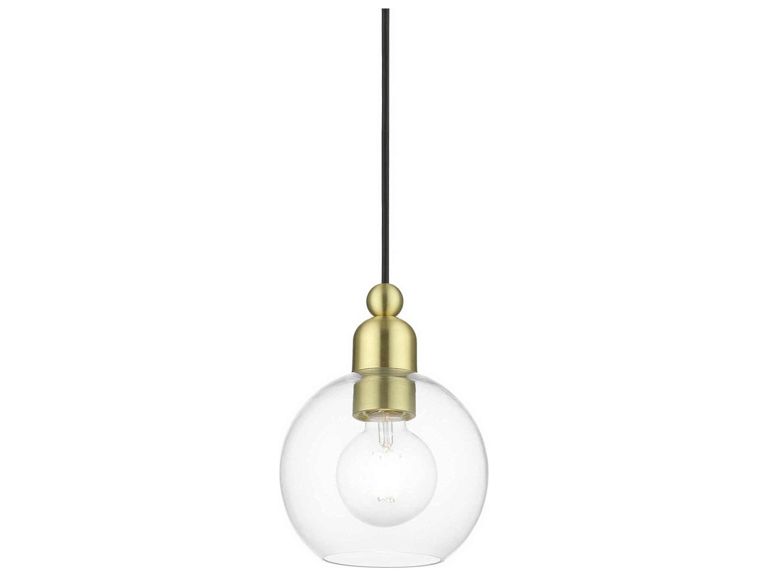 Livex Lighting Downtown 1-Light Satin Brass Glass Globe Mini Pendant