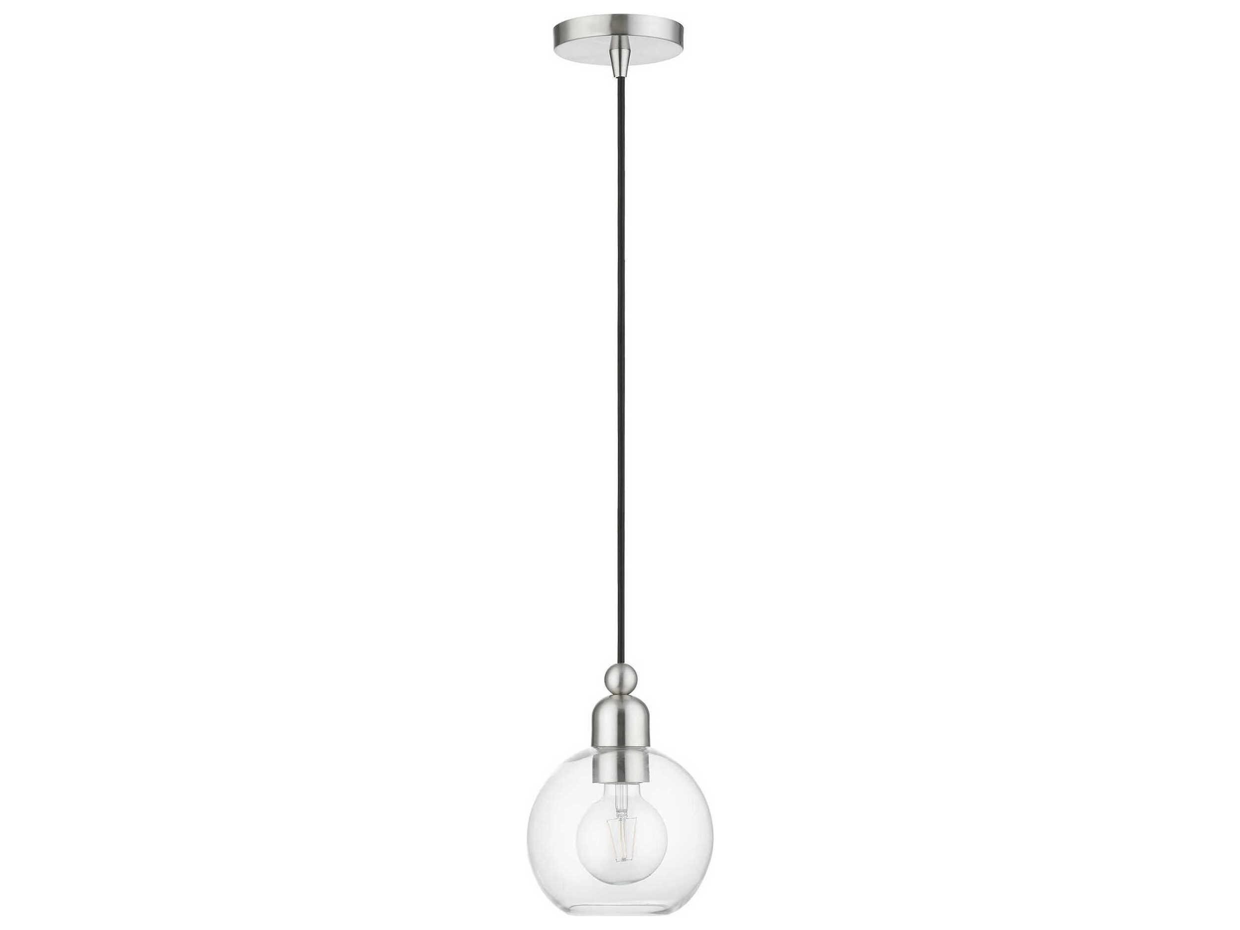 Livex Lighting Downtown 1-Light Brushed Nickel Glass Globe Mini Pendant
