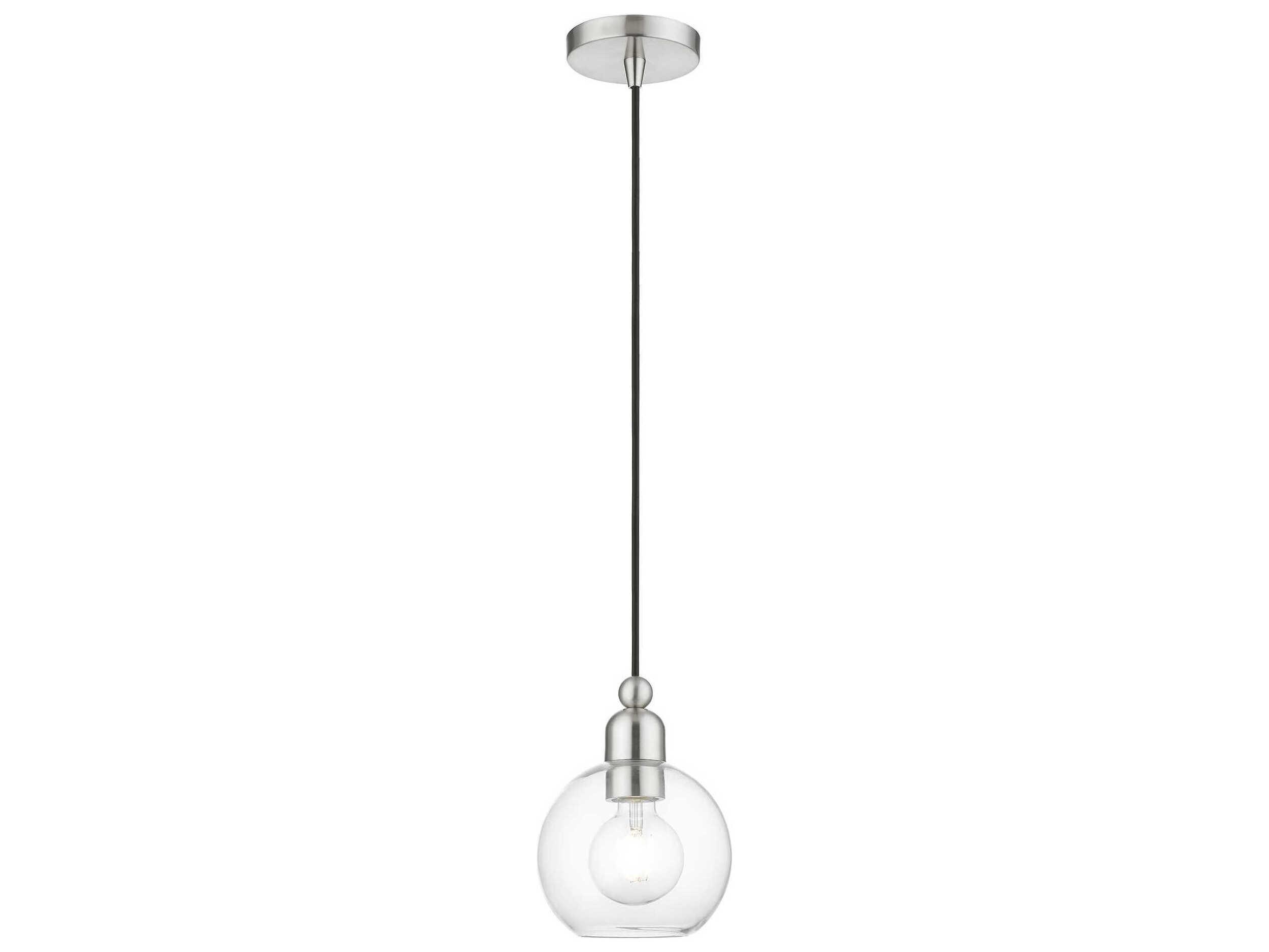 Livex Lighting Downtown 1-Light Brushed Nickel Glass Globe Mini Pendant
