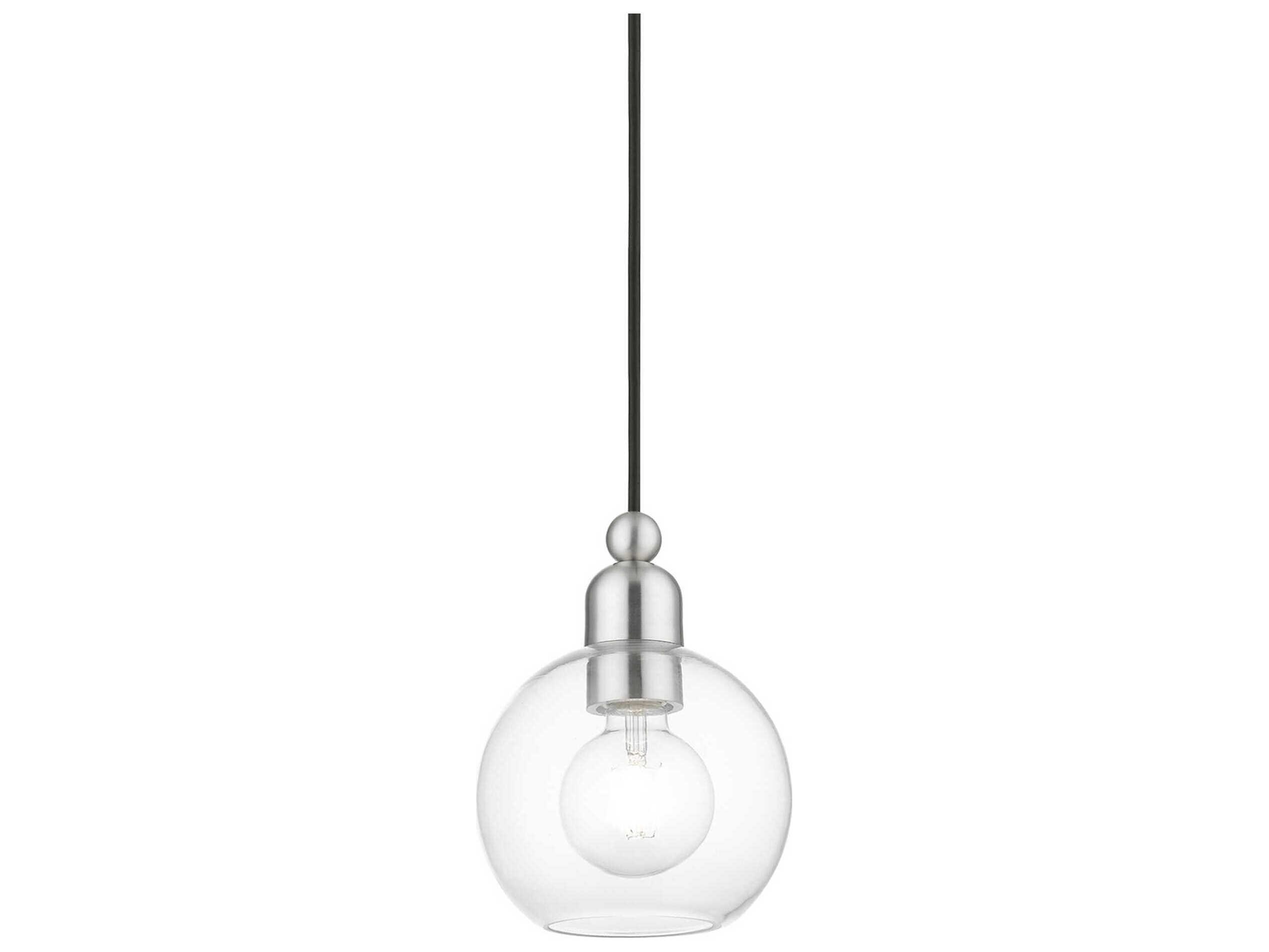 Livex Lighting Downtown 1-Light Brushed Nickel Glass Globe Mini Pendant