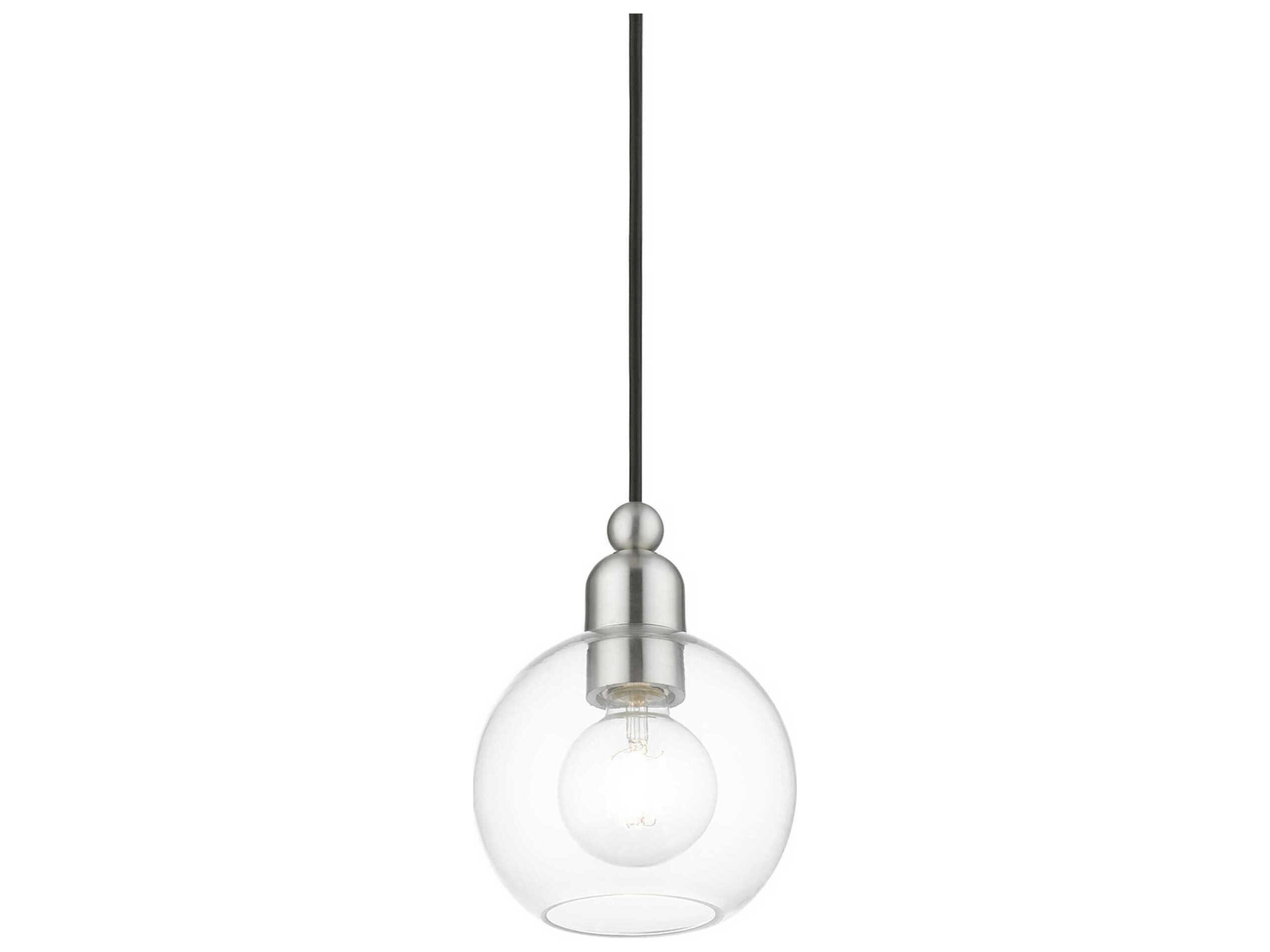 Livex Lighting Downtown 1-Light Brushed Nickel Glass Globe Mini Pendant