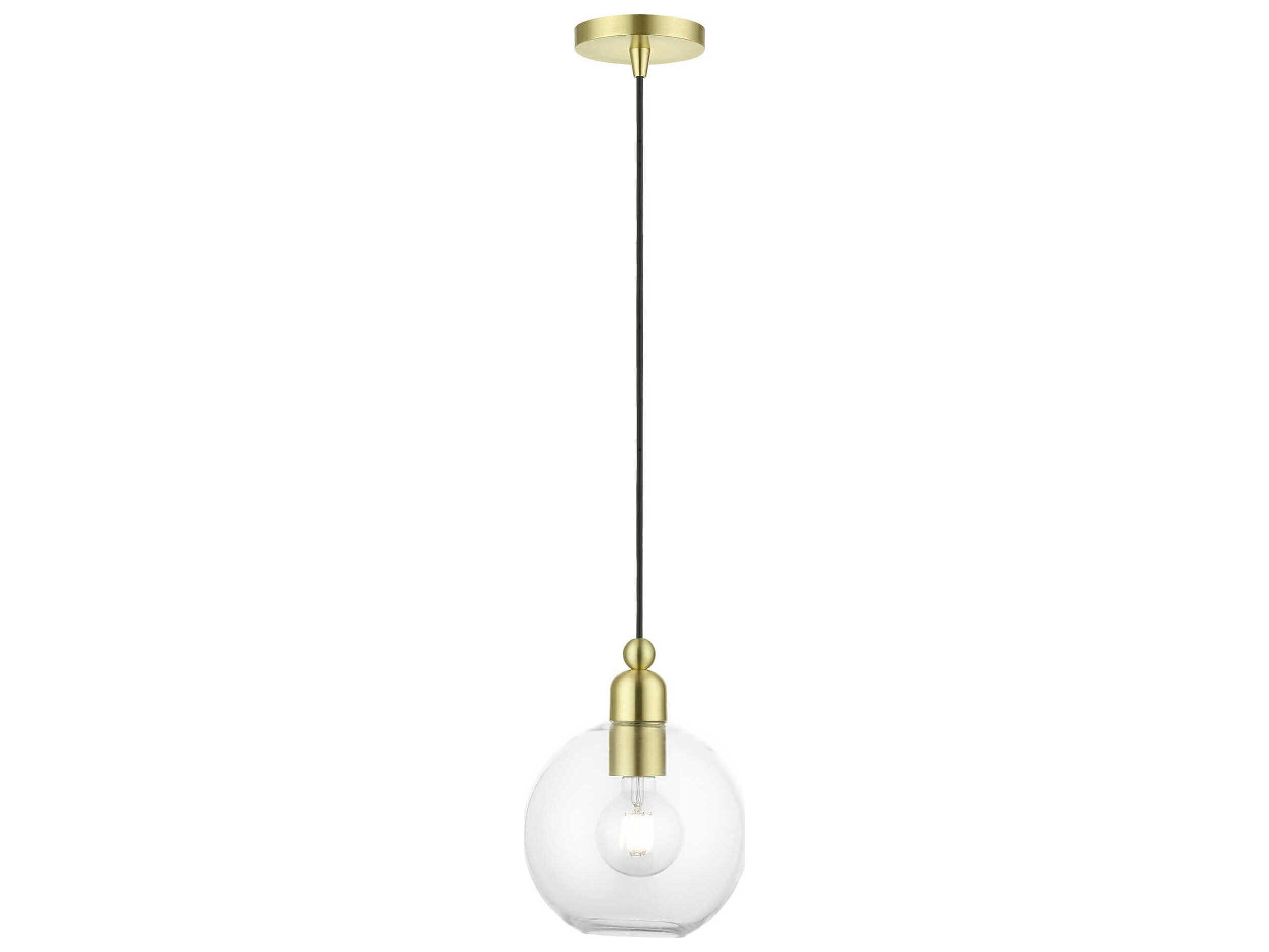 Livex Lighting Downtown 1-Light Satin Brass Glass Globe Mini Pendant