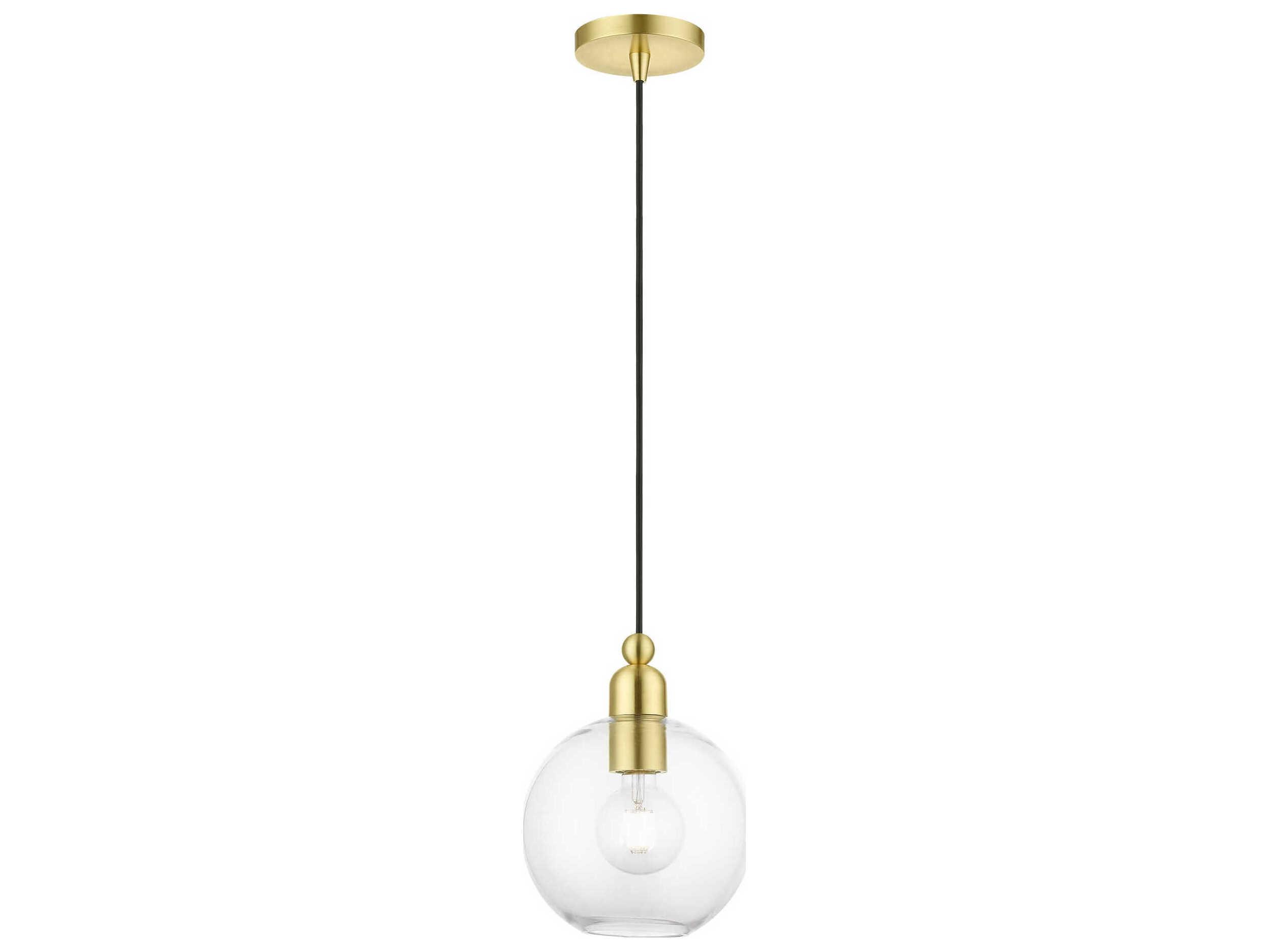Livex Lighting Downtown 1-Light Satin Brass Glass Globe Mini Pendant