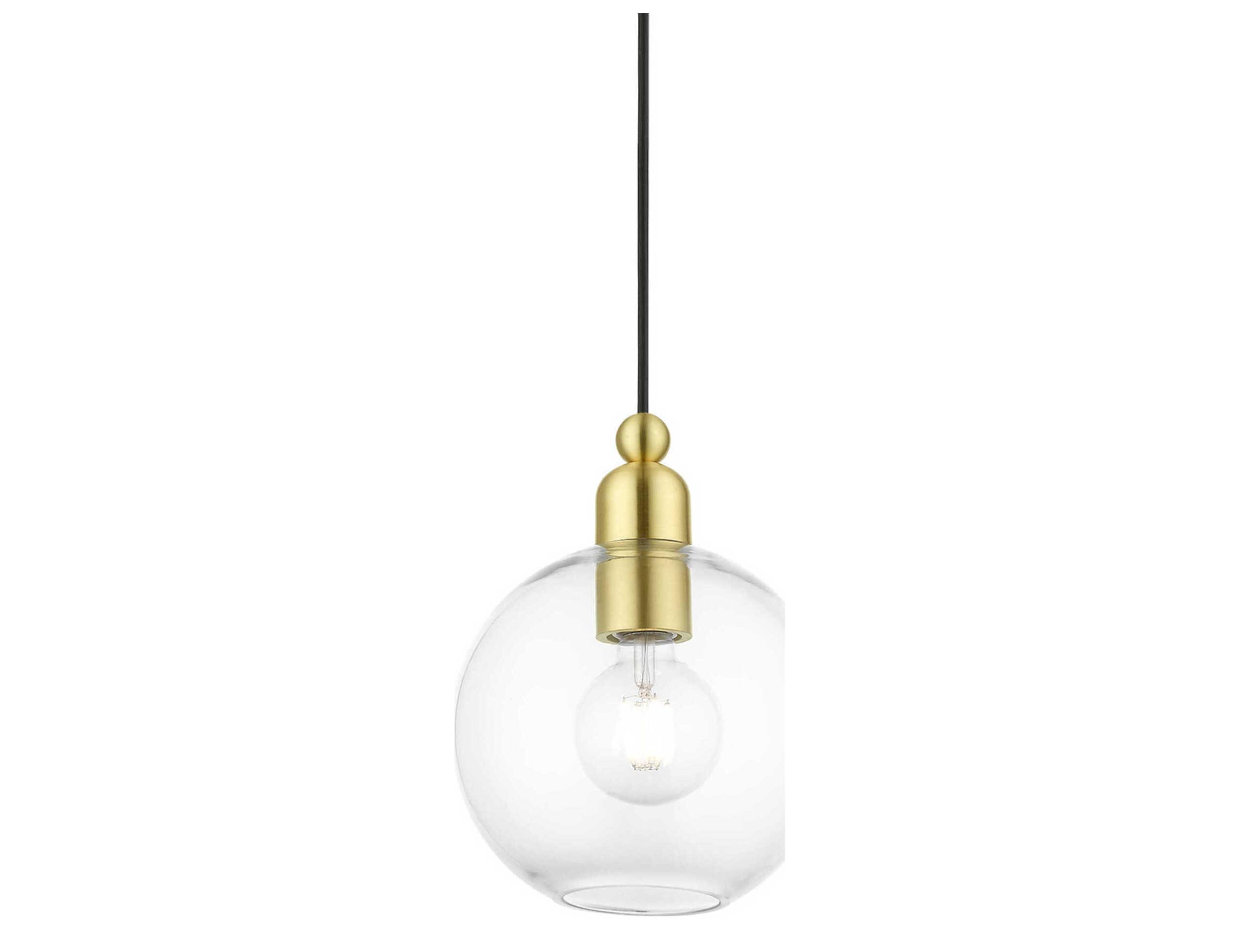 Livex Lighting Downtown 1-Light Satin Brass Glass Globe Mini Pendant