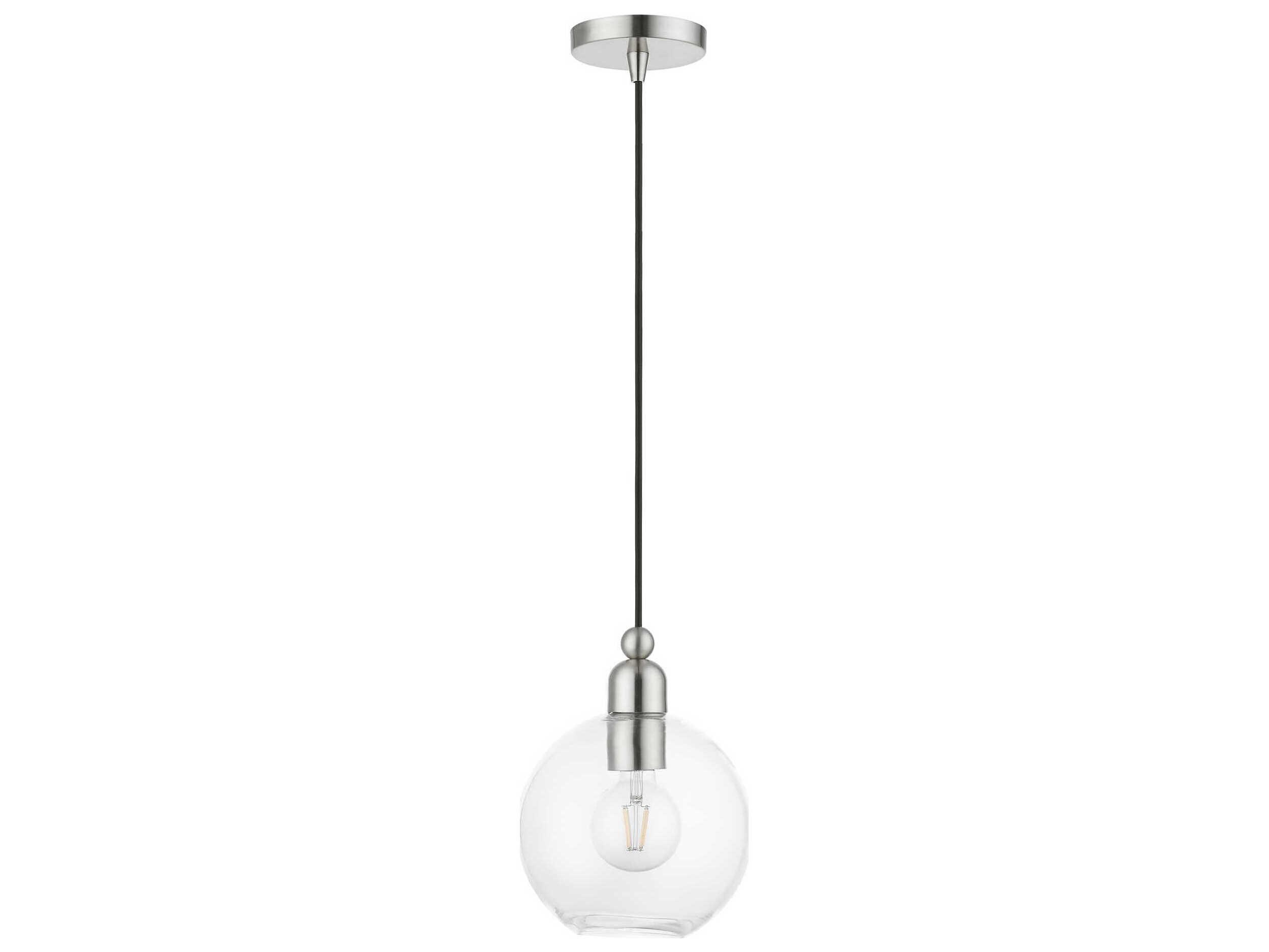 Livex Lighting Downtown 1-Light Brushed Nickel Glass Globe Mini Pendant