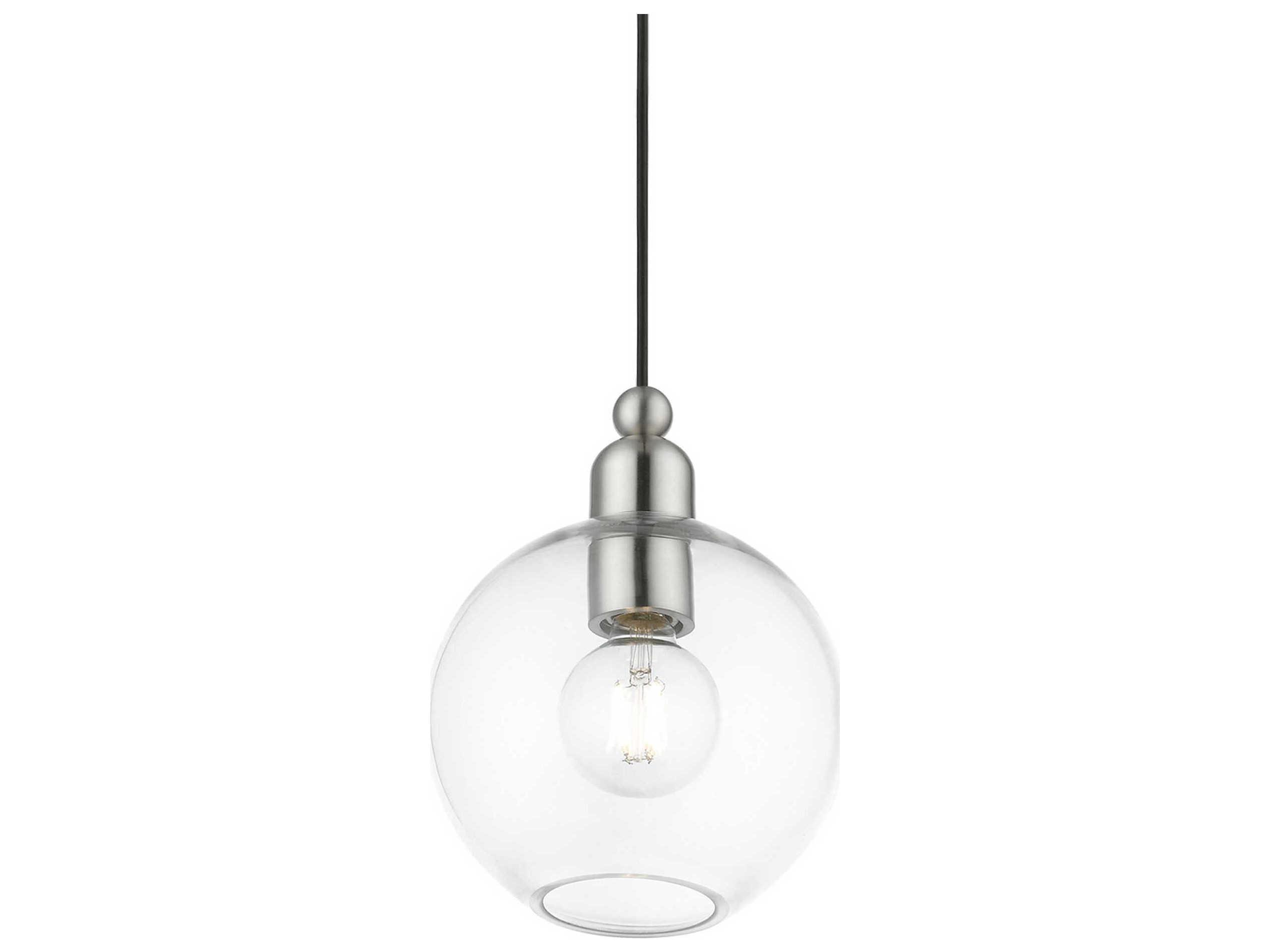 Livex Lighting Downtown 1-Light Brushed Nickel Glass Globe Mini Pendant