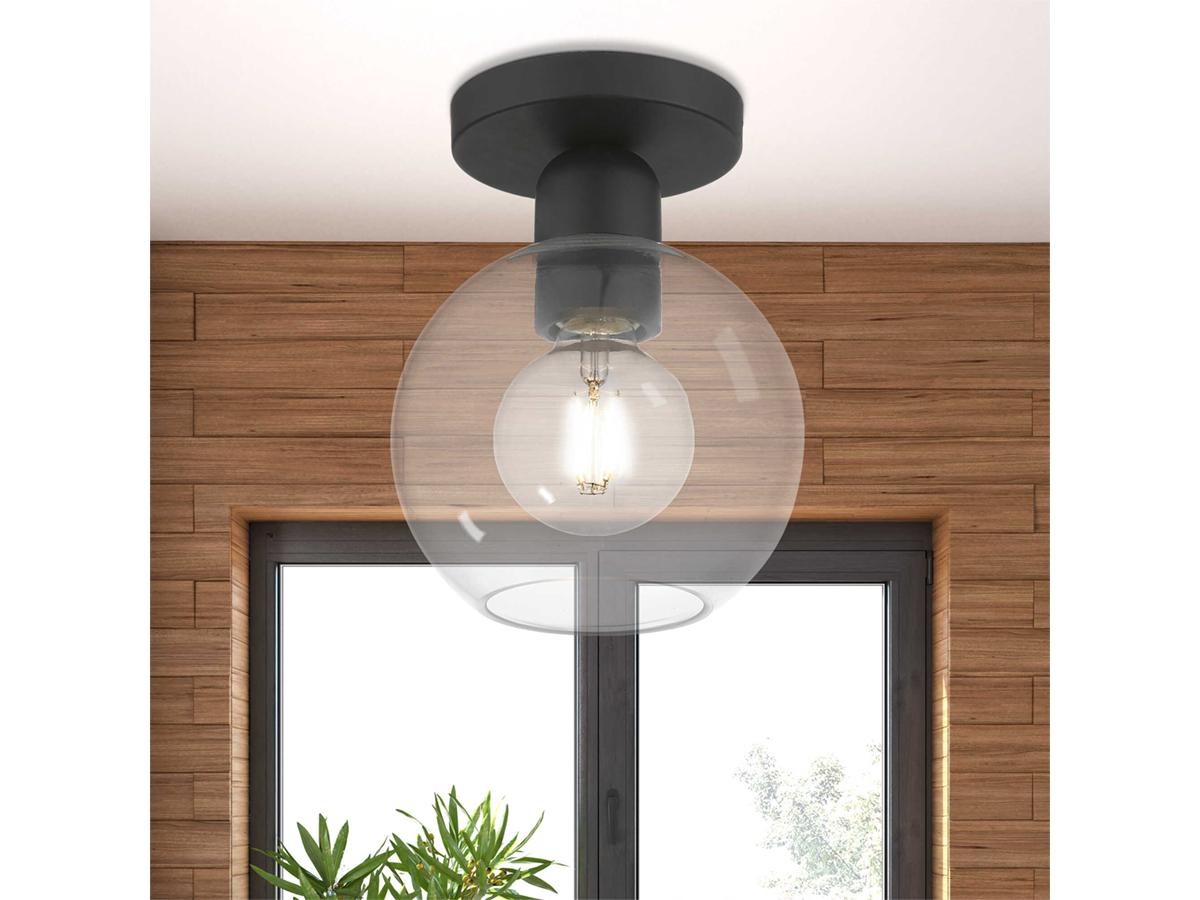 Livex Lighting Downtown 1-Light Black Glass Globe Semi Flush Mount