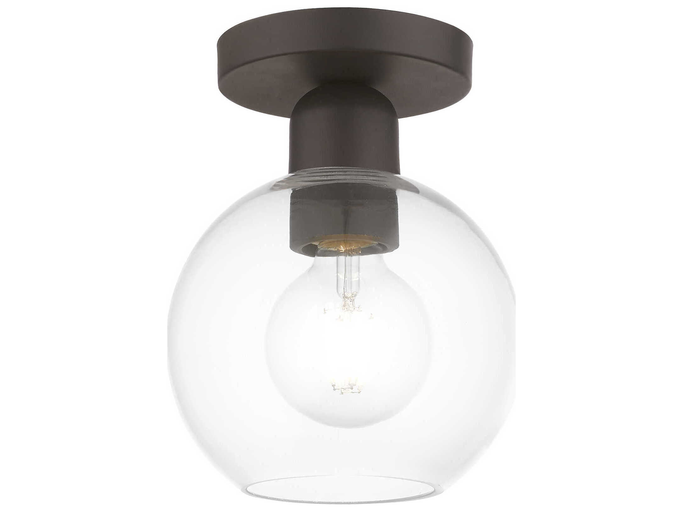Livex Lighting Downtown 1-Light Bronze Glass Globe Semi Flush Mount
