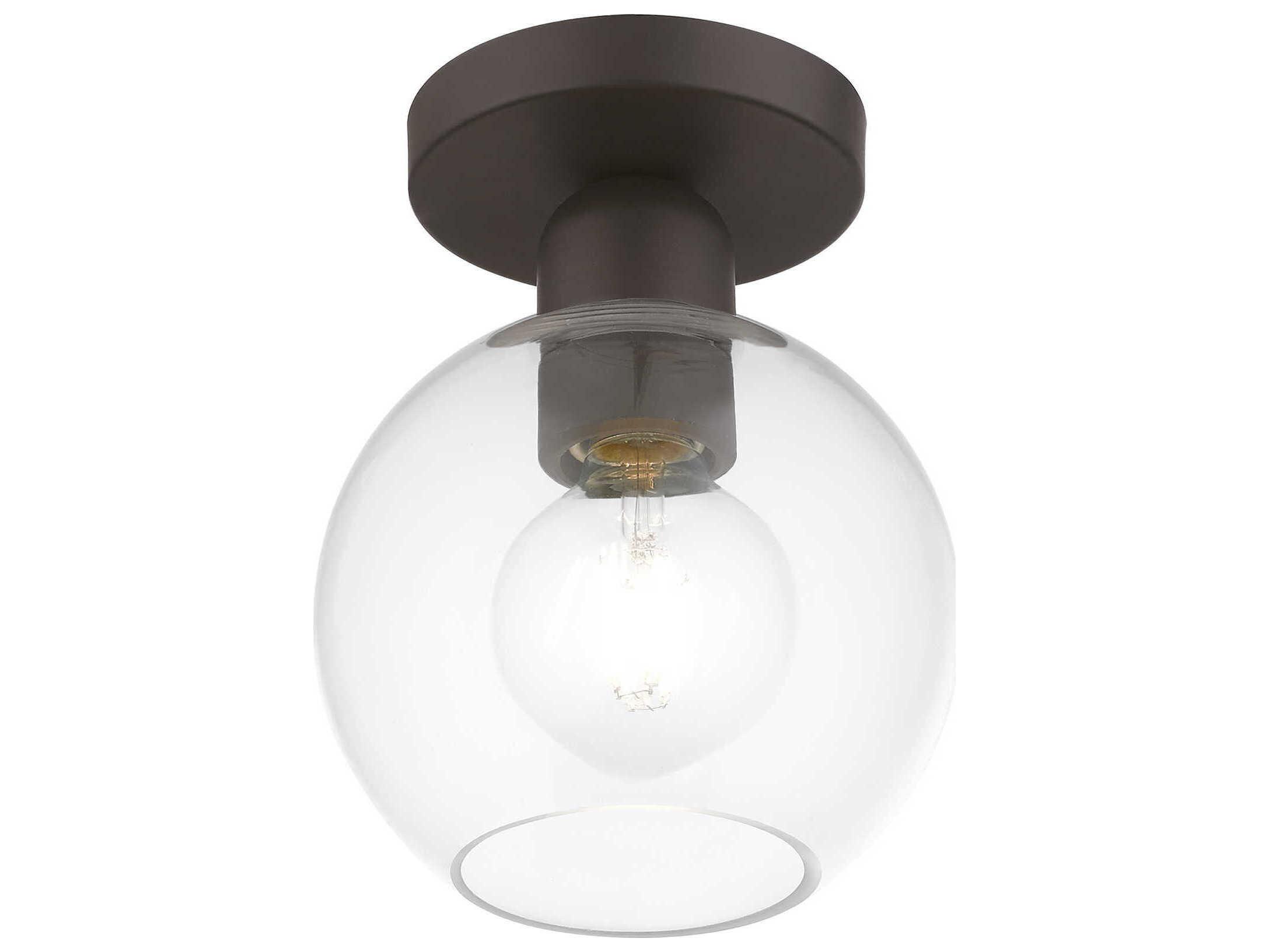 Livex Lighting Downtown 1-Light Bronze Glass Globe Semi Flush Mount