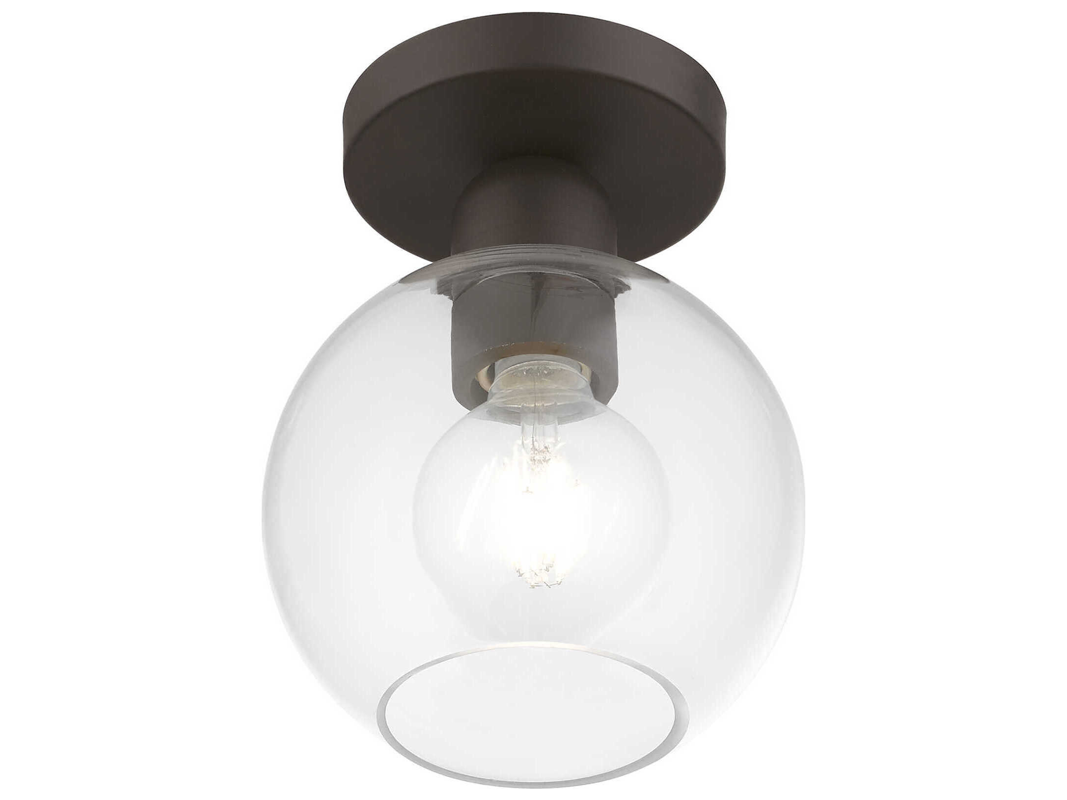 Livex Lighting Downtown 1-Light Bronze Glass Globe Semi Flush Mount