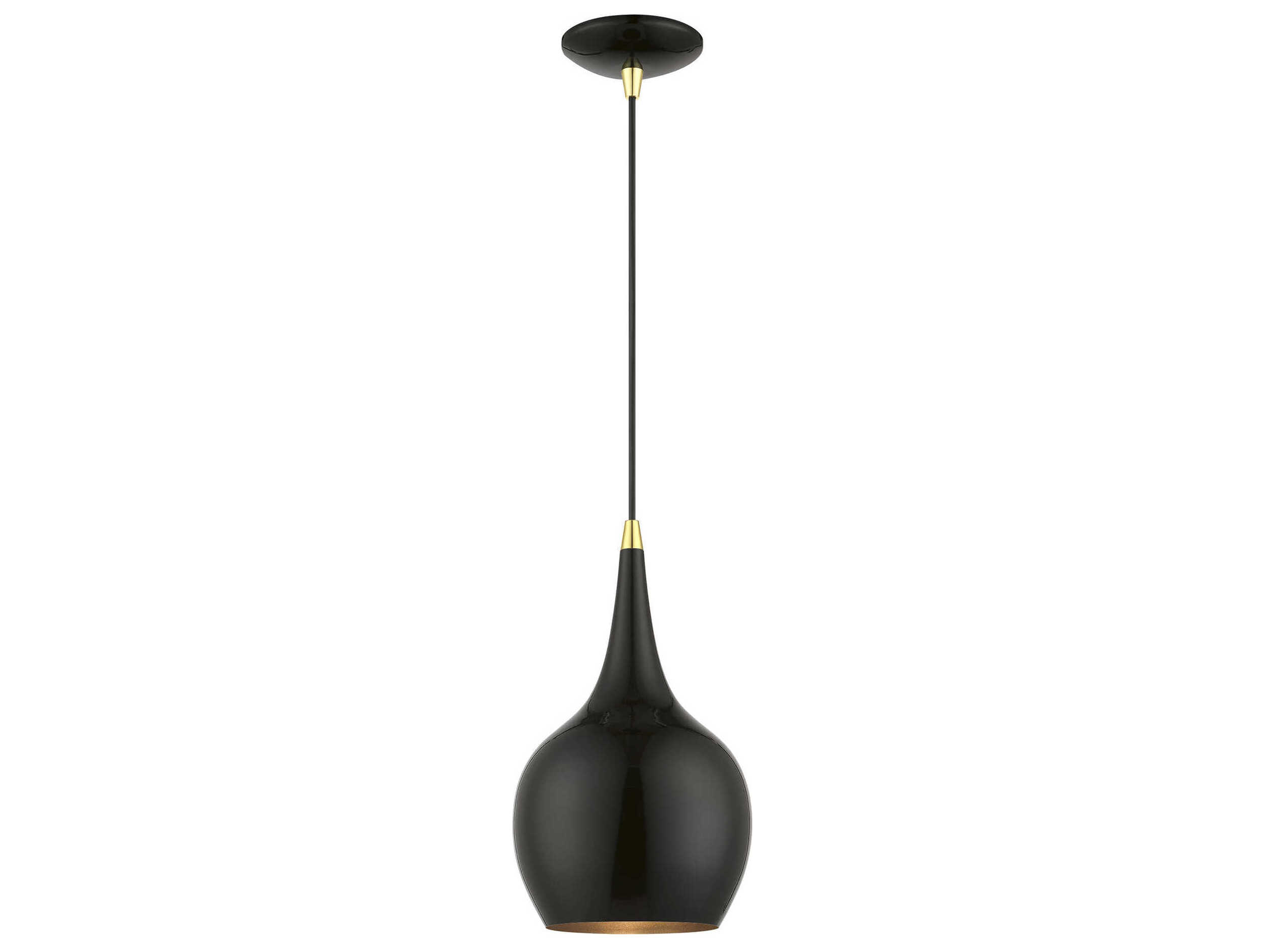 Livex Lighting Andes 1-Light Shiny Black Polished Brass Mini Pendant