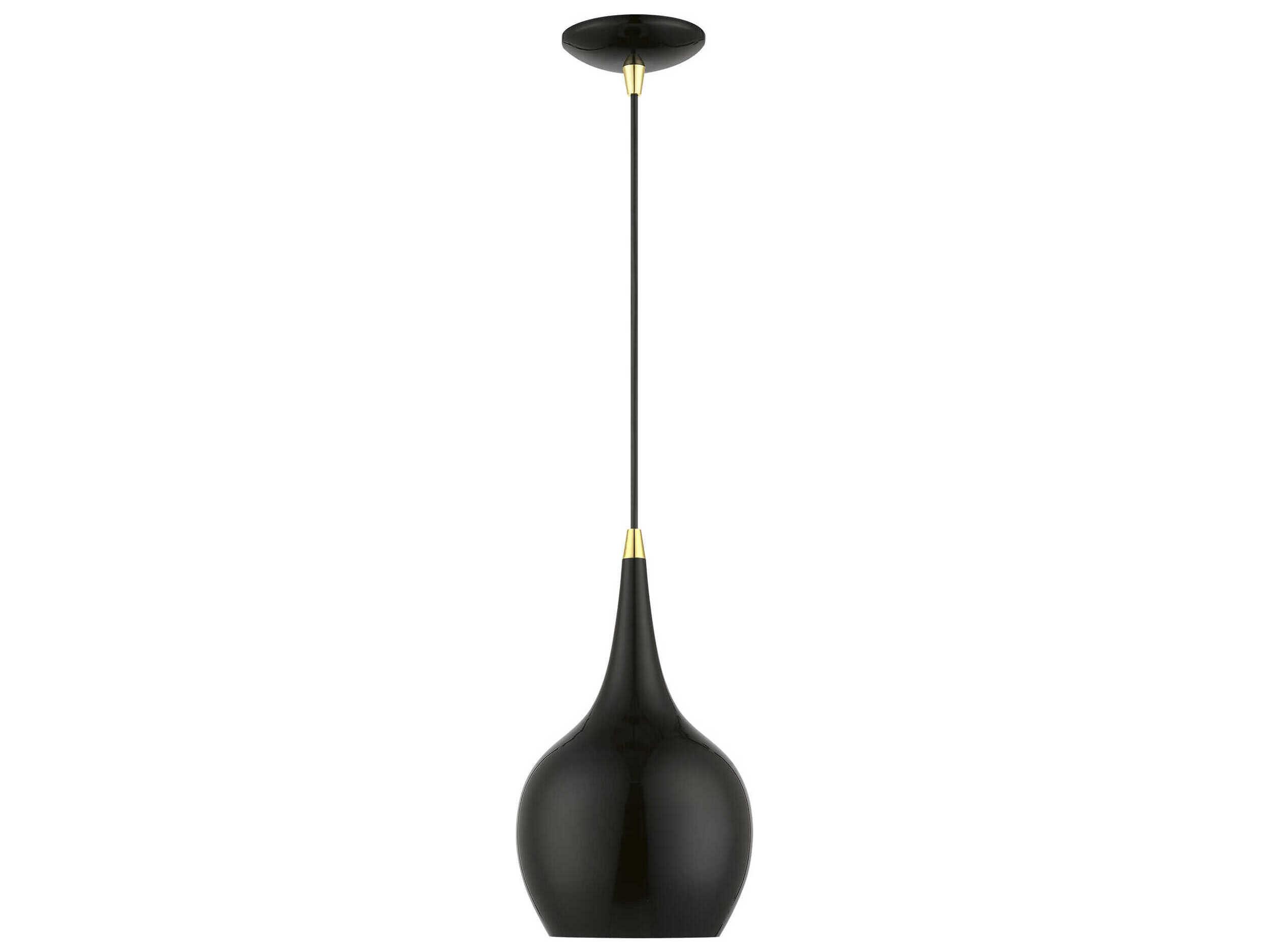 Livex Lighting Andes 1-Light Shiny Black Polished Brass Mini Pendant