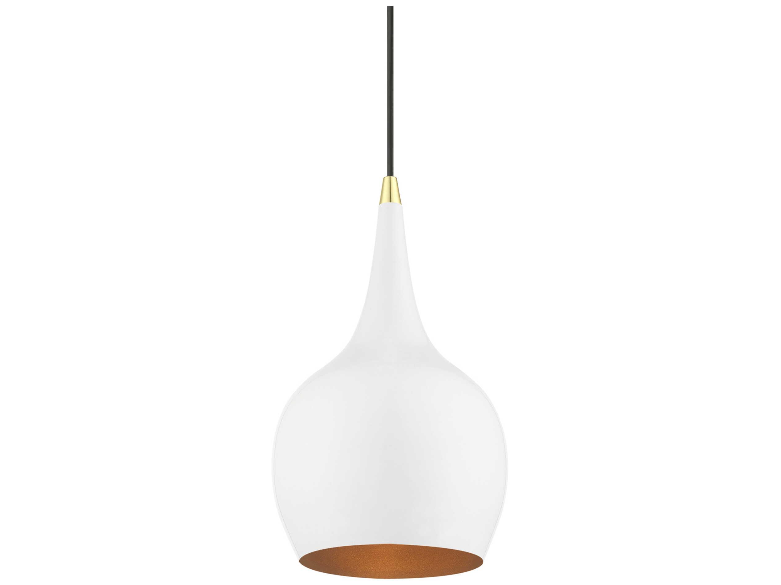 Livex Lighting Andes 1-Light Shiny White Polished Brass Mini Pendant