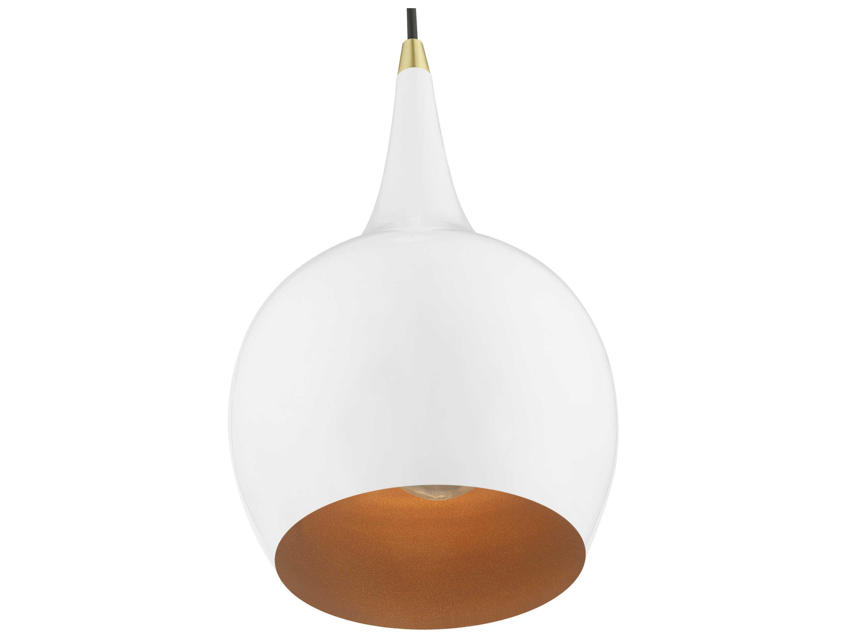 Livex Lighting Andes 1-Light Shiny White Polished Brass Mini Pendant