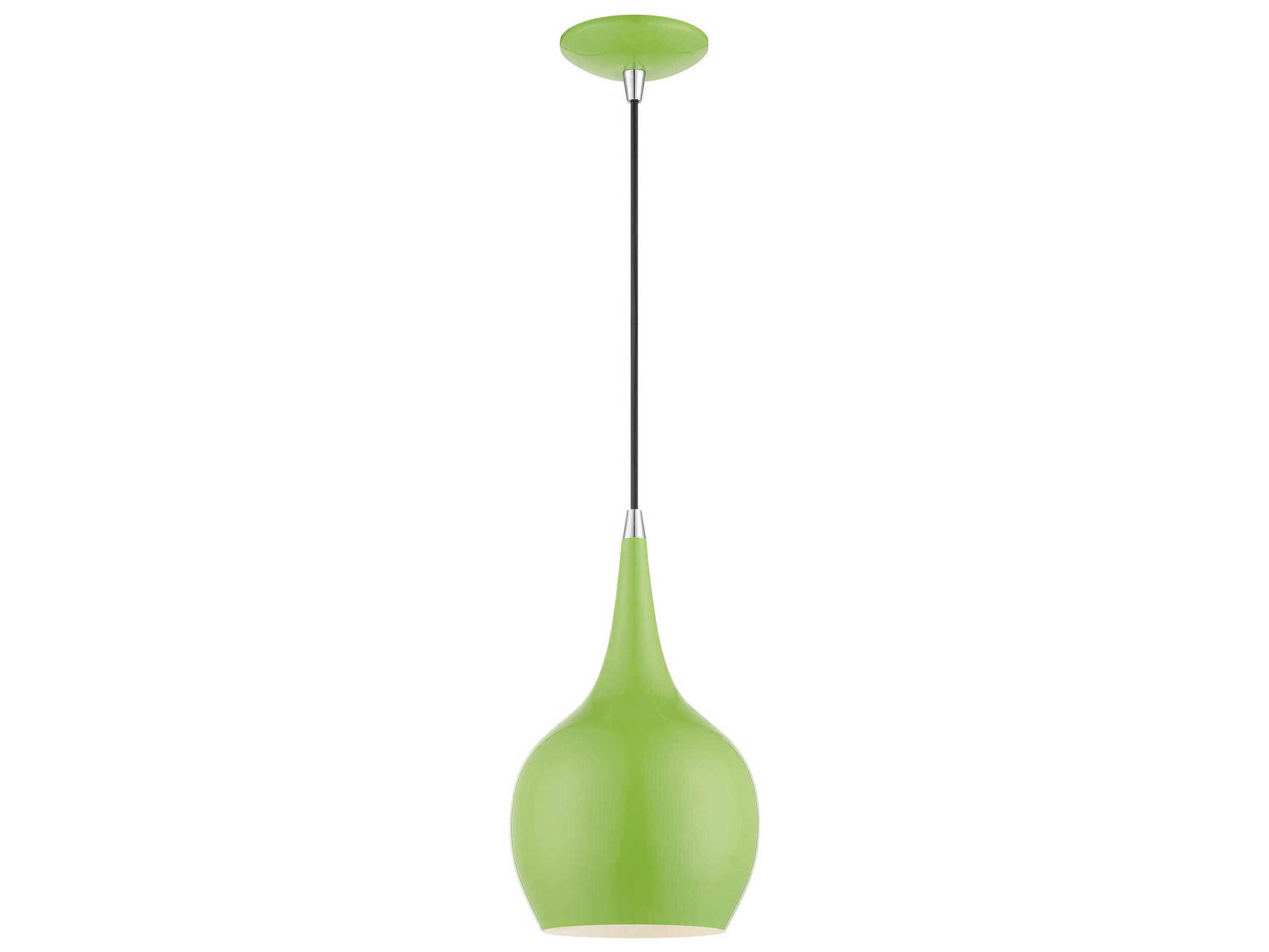 Livex Lighting Andes 1-Light Shiny Apple Green Polished Chrome Mini Pendant