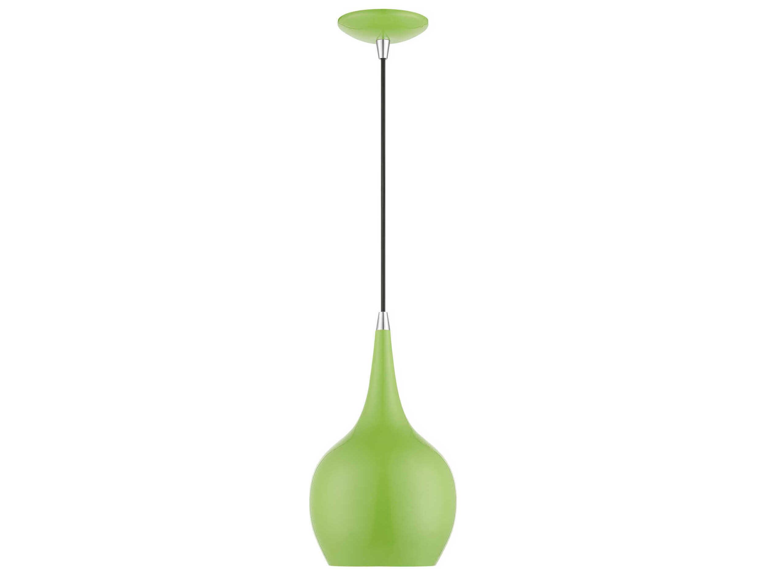 Livex Lighting Andes 1-Light Shiny Apple Green Polished Chrome Mini Pendant
