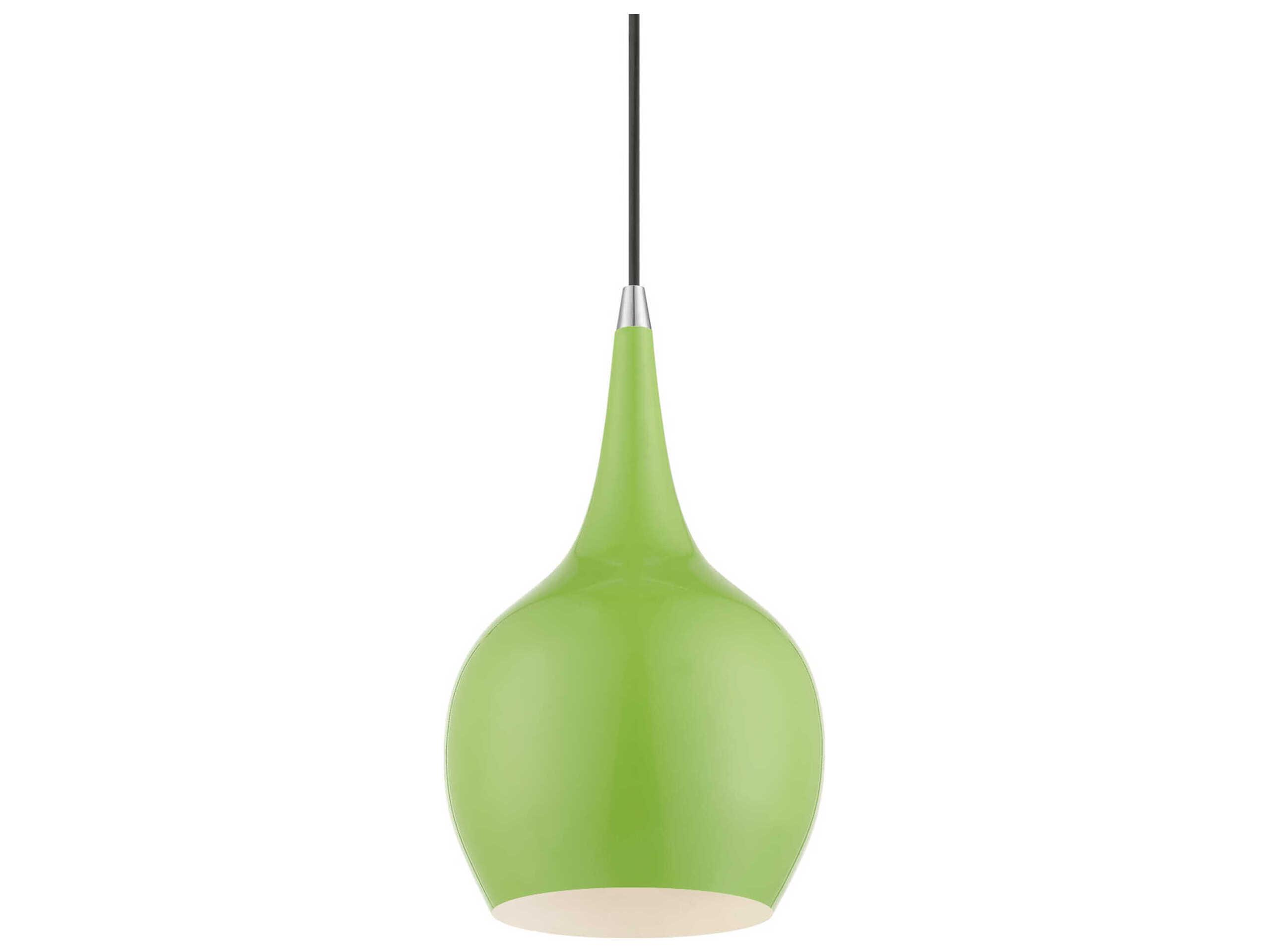 Livex Lighting Andes 1-Light Shiny Apple Green Polished Chrome Mini Pendant