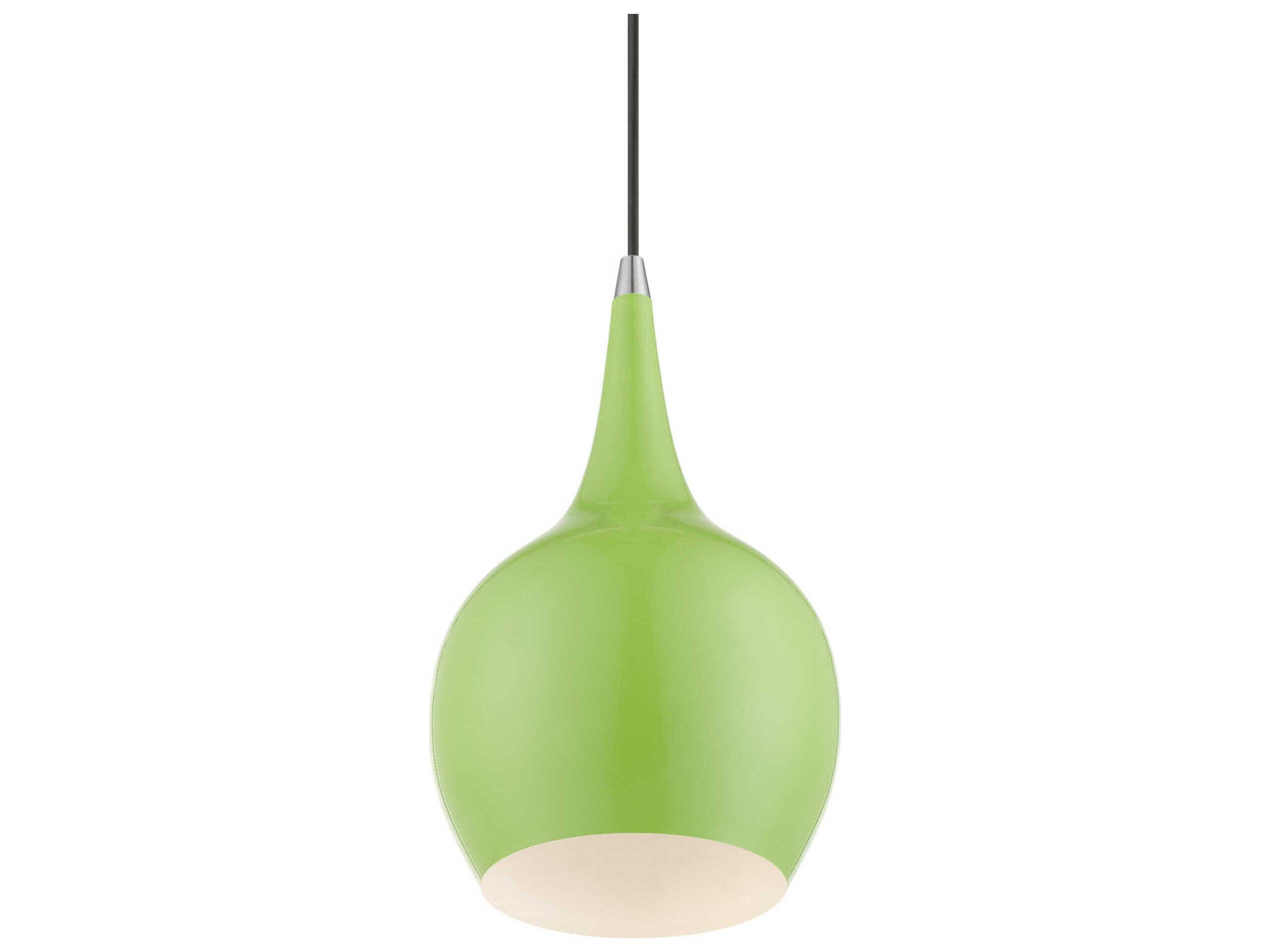 Livex Lighting Andes 1-Light Shiny Apple Green Polished Chrome Mini Pendant